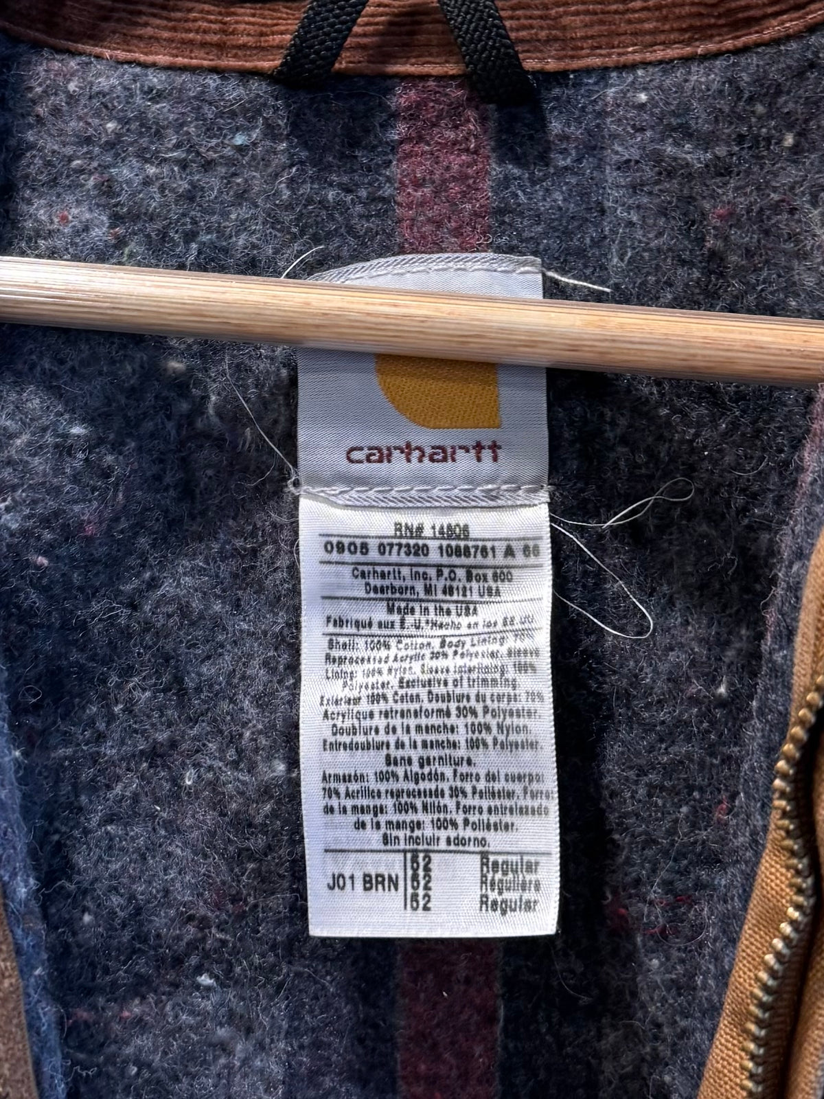 Vintage Carhartt US Tank Tan Blanket Lined Detroit Jacket- XXL