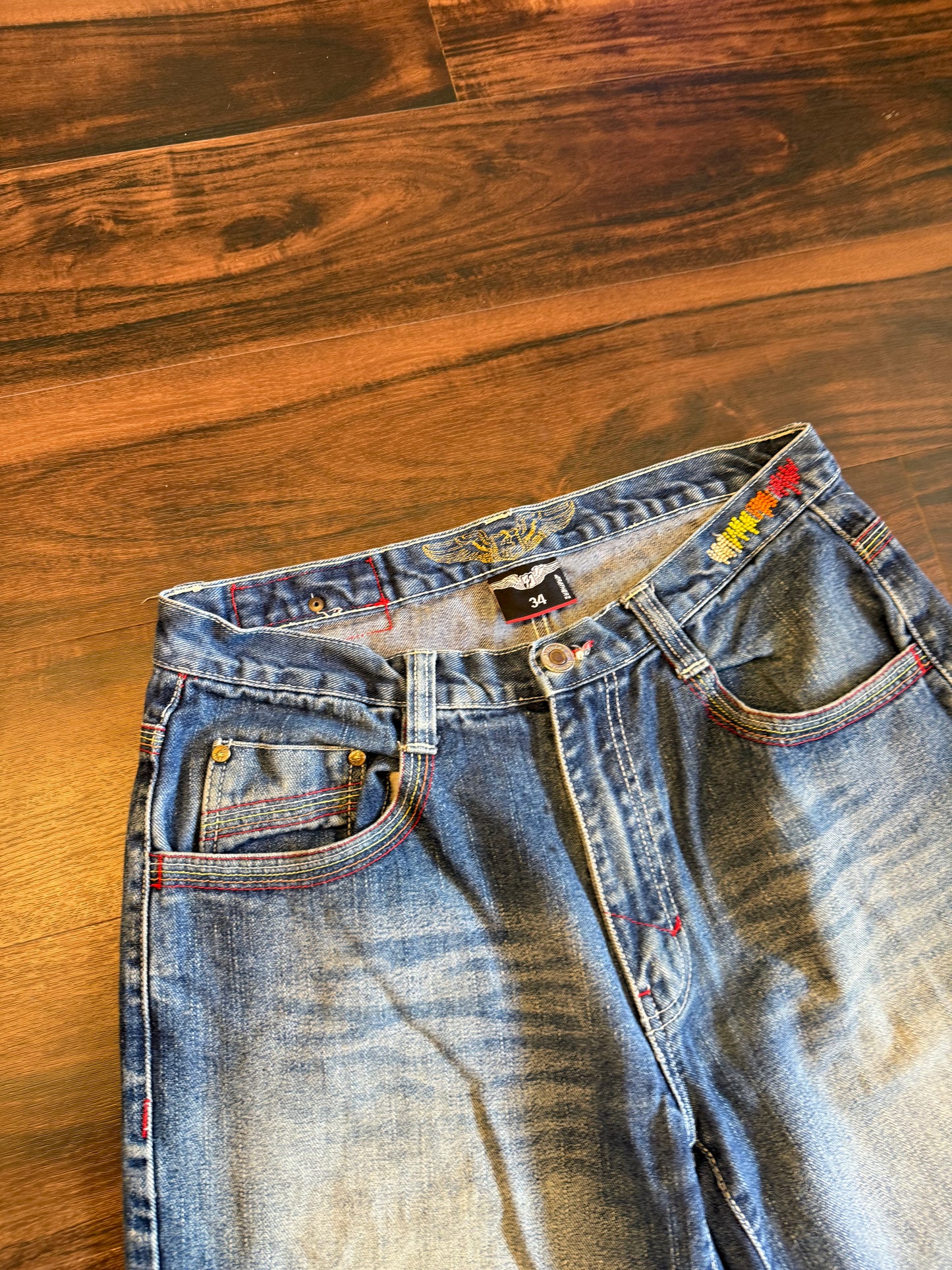 Vintage Embroidered Streetwear Jean Shorts- 34