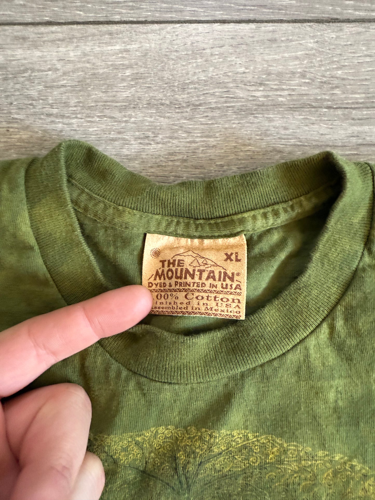 Vintage The Mountain Green Tree All Over Print T-Shirt- L