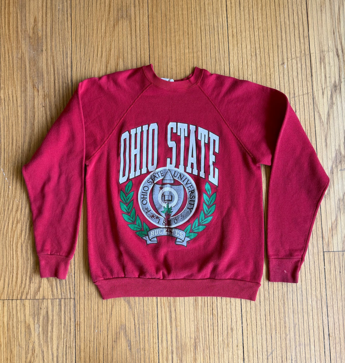 Vintage Ohio State University Buckeyes Distressed Red Crewneck Sweatshirt- S
