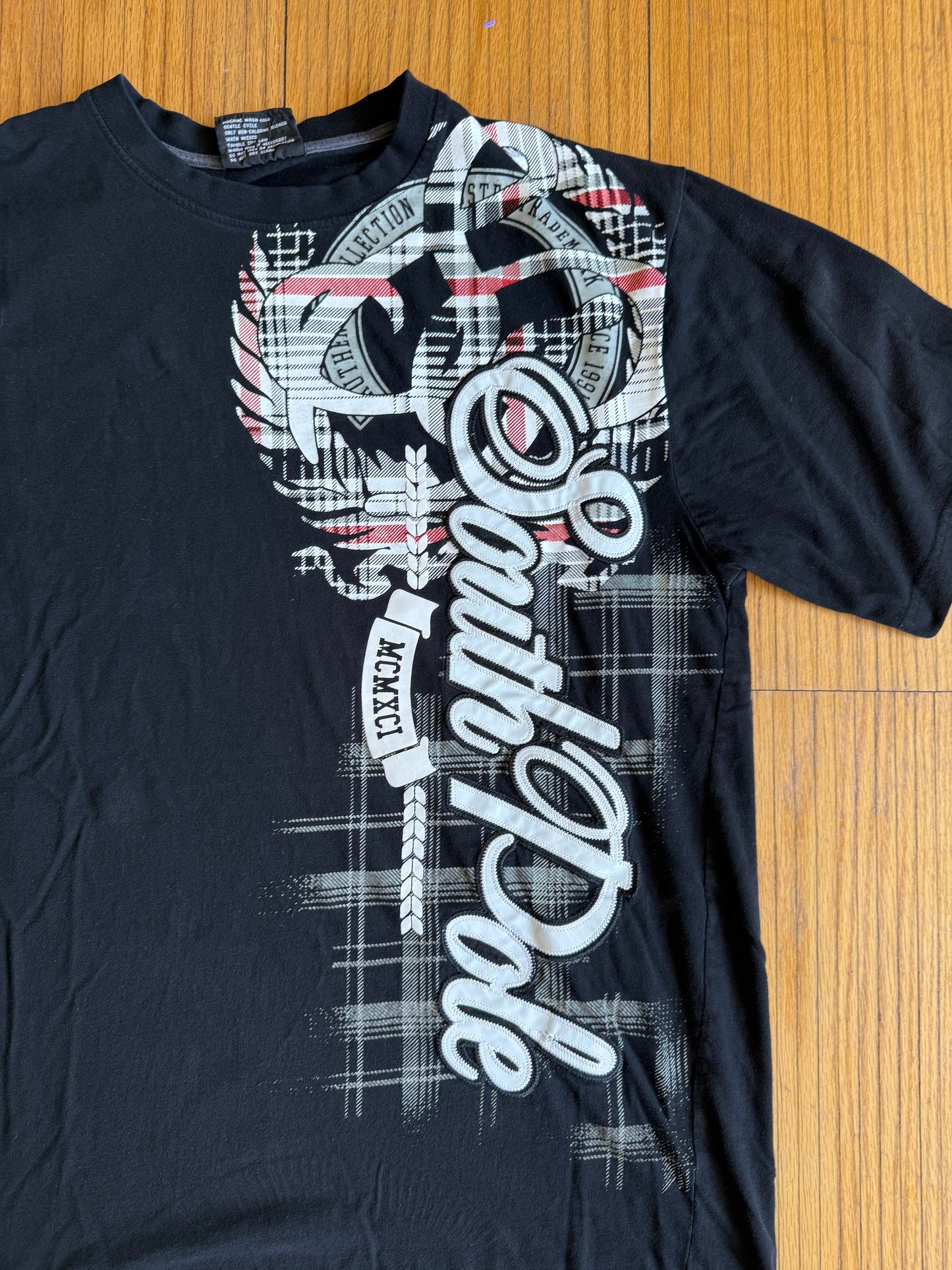 Vintage Y2K South Pole Black Embossed Logo T-Shirt- L