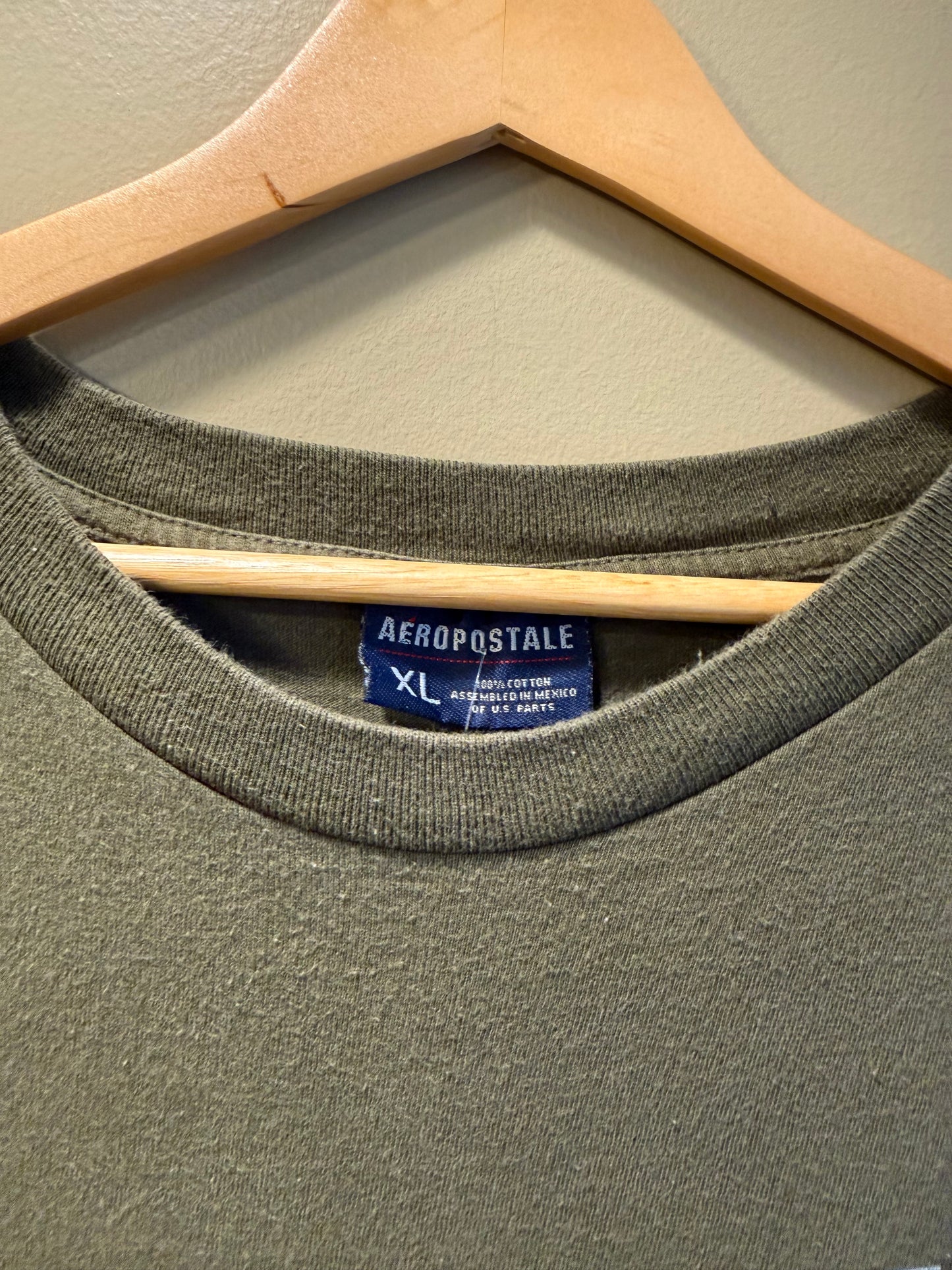 Vintage Y2K Aeropostale Green Spellout T-Shirt- XL