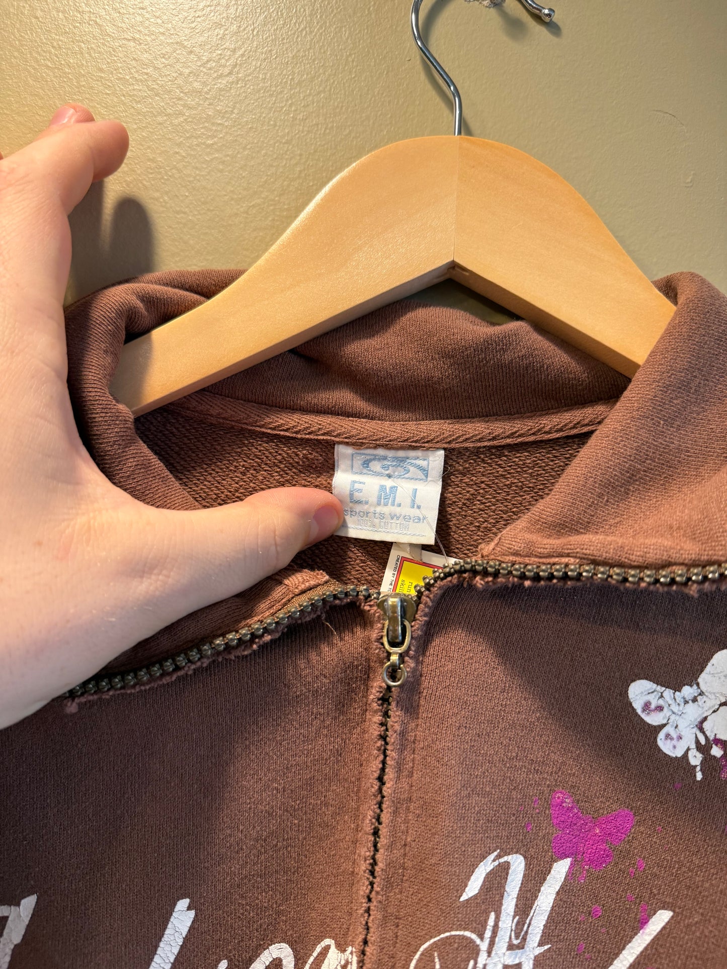 Vintage Y2K Women’s Jackson Hole Brown Zip-Up Sweatshirt- L