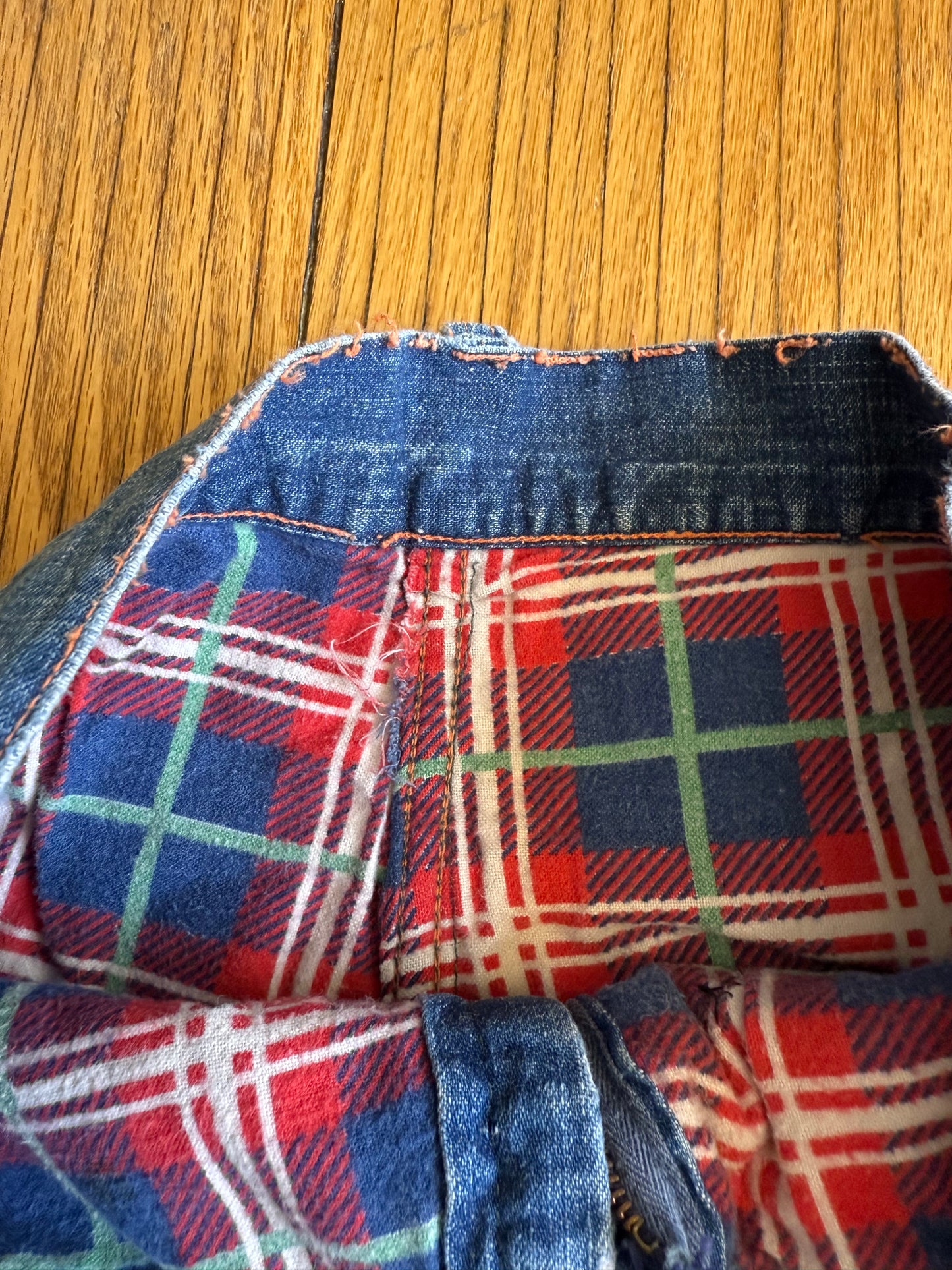 Vintage 70s Flannel-Lined Repaired Denim Jeans- 26x27