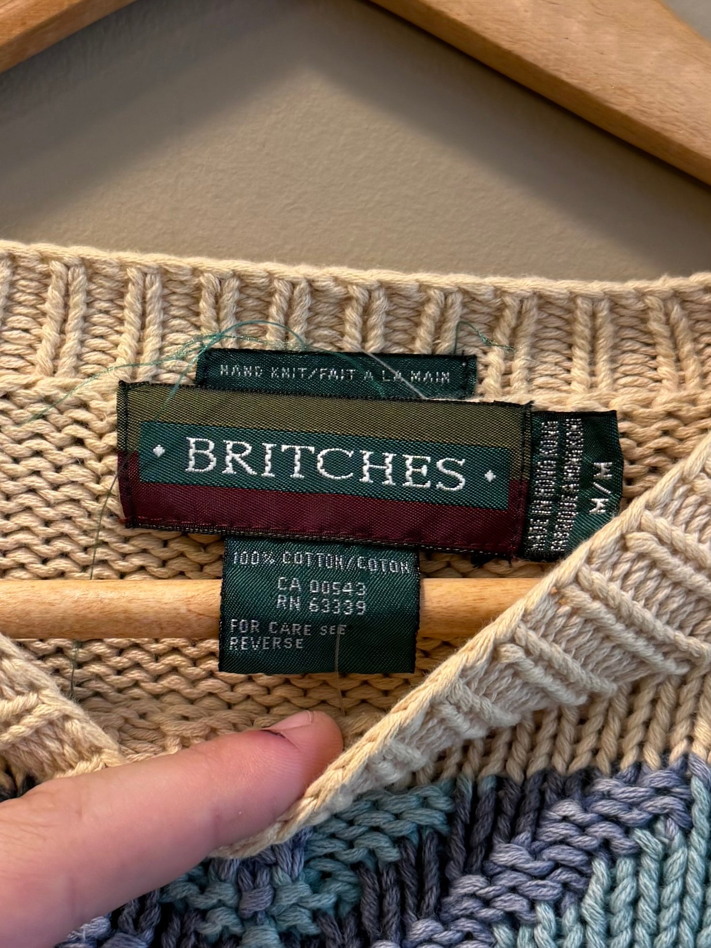 Vintage Britches Patterned Cotton Sweater- M