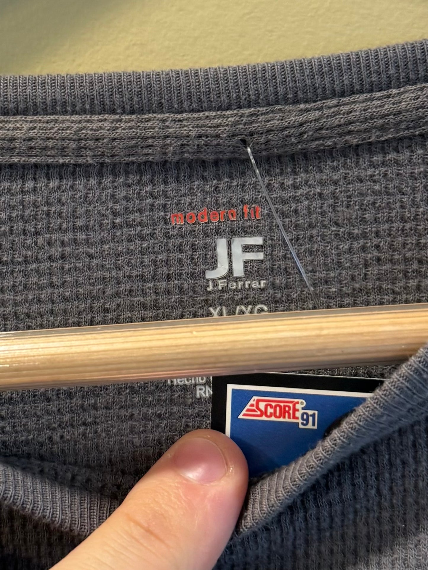 Vintage JF Gray Gothic Long Sleeve Thermal T-Shirt- XL