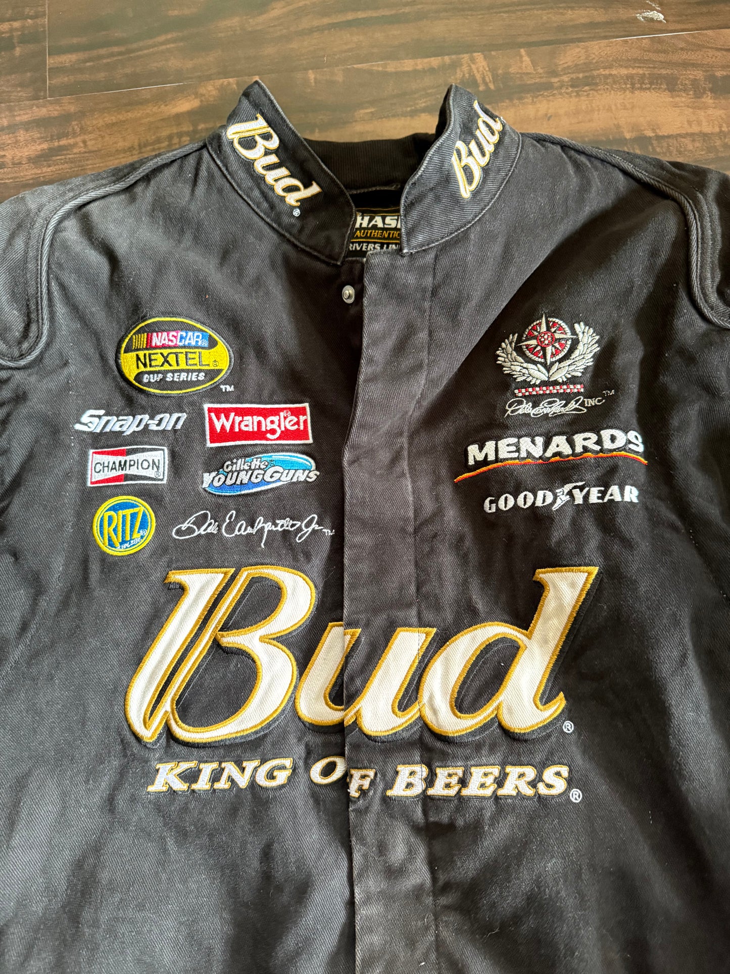 Vintage Chase Authentics Budweiser Dale Earnhardt Jr. Black Racing Jacket- M