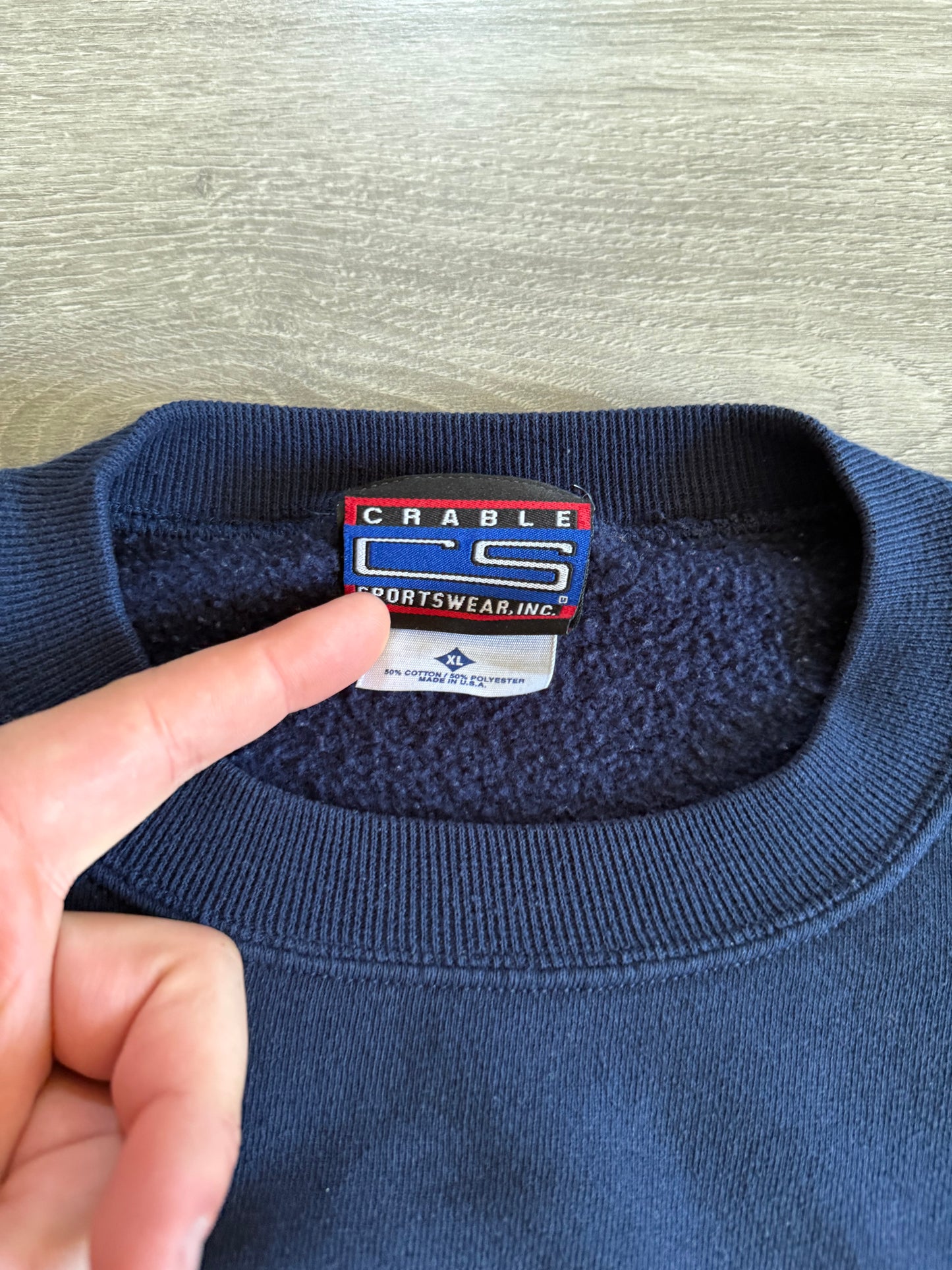 Vintage Cleveland Indians MLB Embroidered Navy Blue Crewneck Sweatshirt- XL