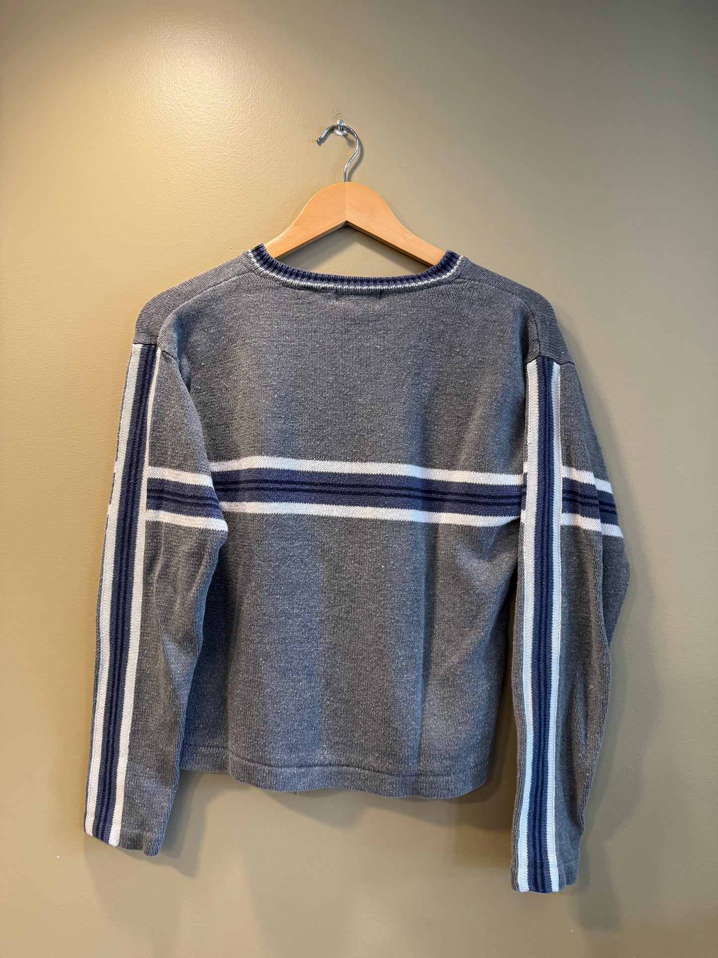 Vintage Y2K Rue 21 Women’s Gray Striped Sweater- XL