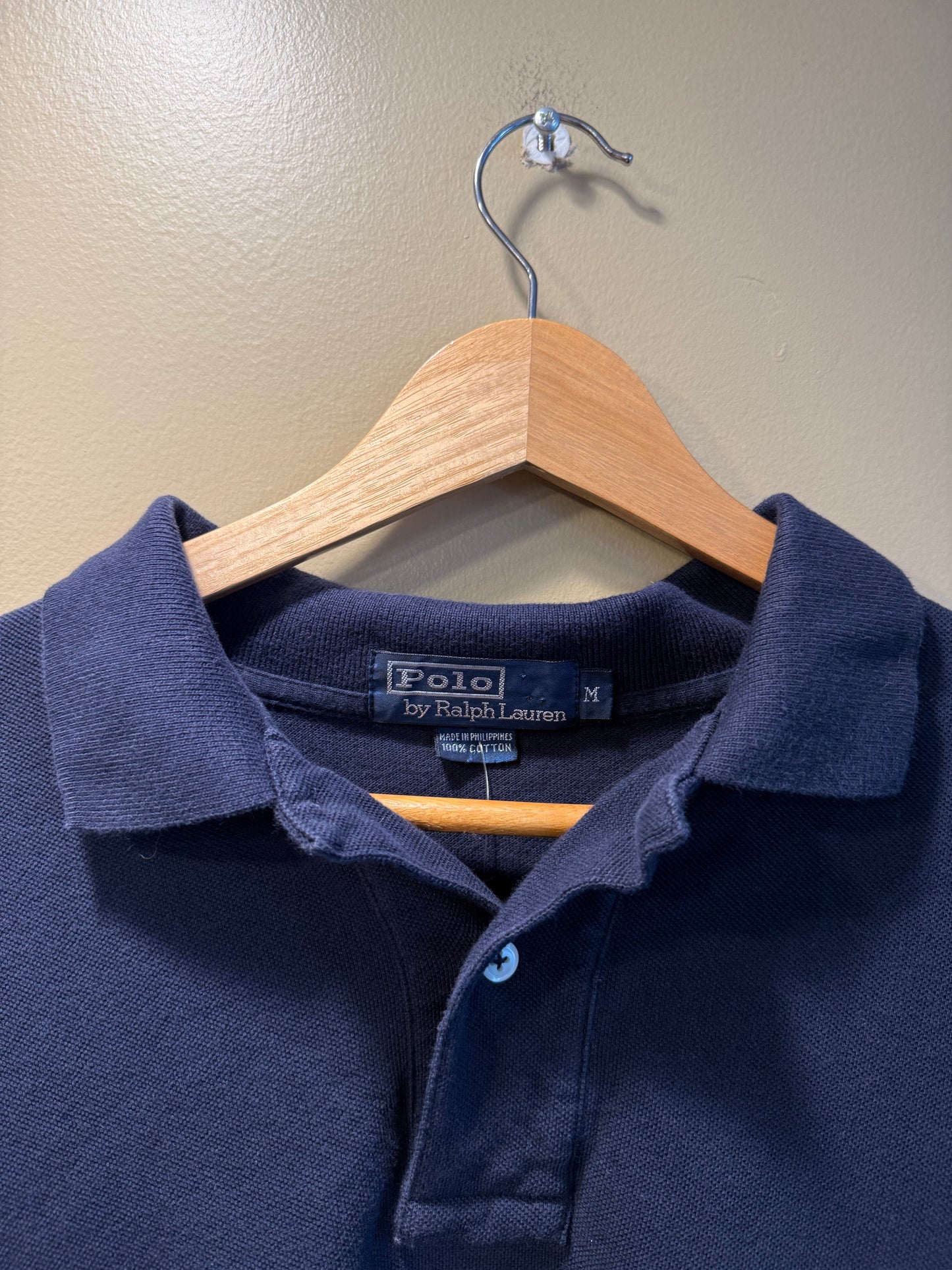 Vintage Polo Ralph Lauren Long Sleeve Navy Blue Polo Shirt- M