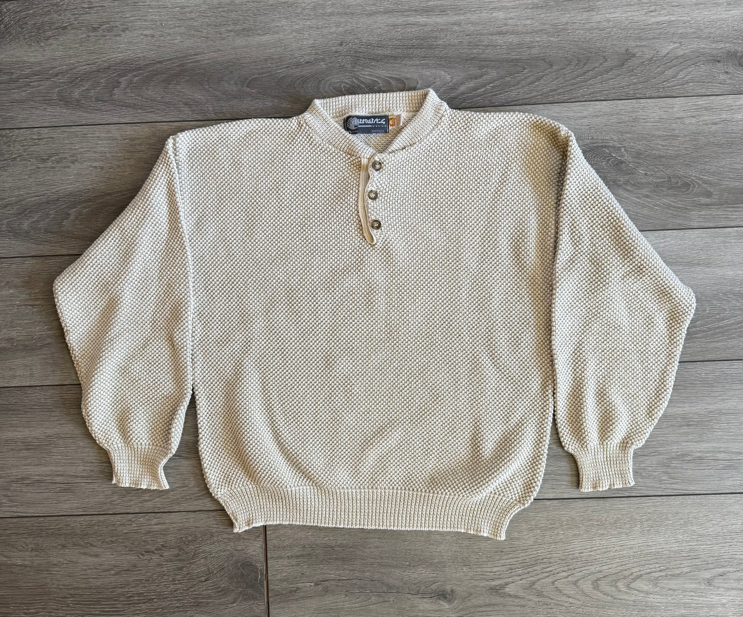 Vintage White Cotton Textured Fisherman’s Sweater- L