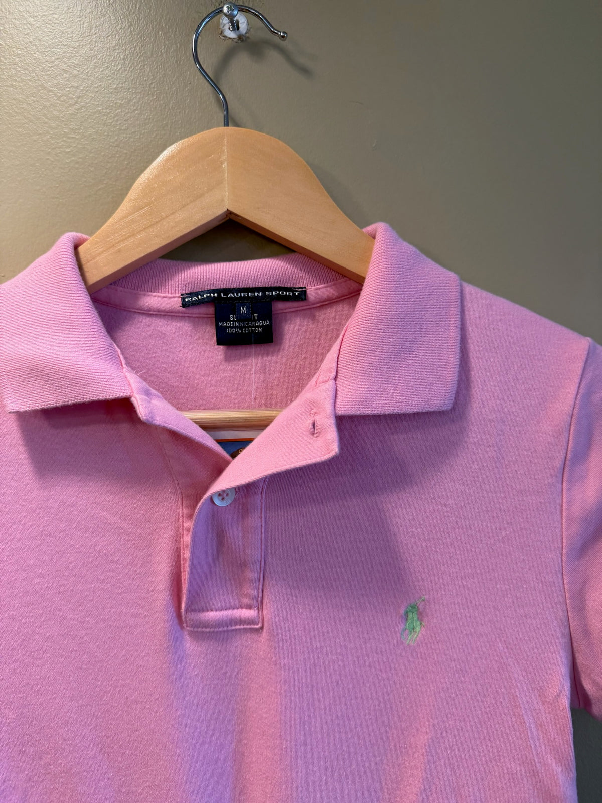 Vintage Y2K Ralph Lauren Sport Pink Woman’s Fitted Polo T-Shirt - M