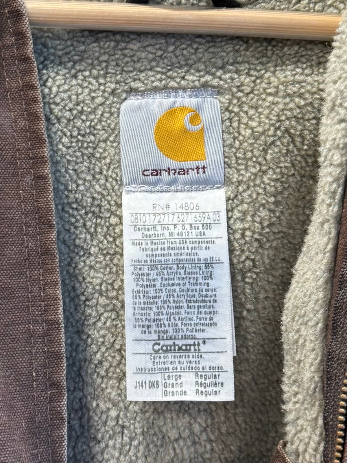 Vintage Carhartt Dark Brown Sherpa Lined Workwear Jacket- L