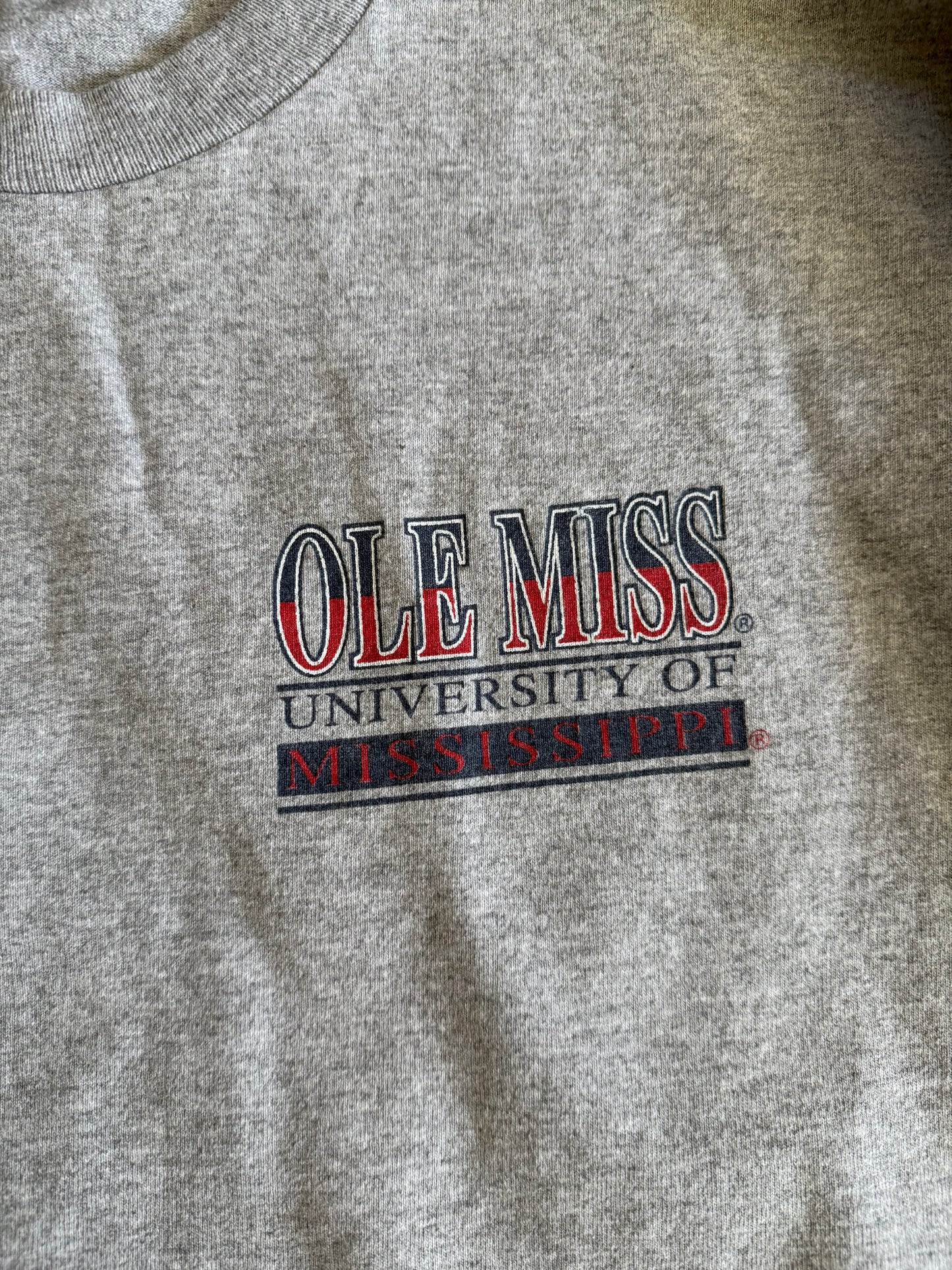 Vintage Ole Miss University of Mississippi Long Sleeve Gray T-Shirt- XL
