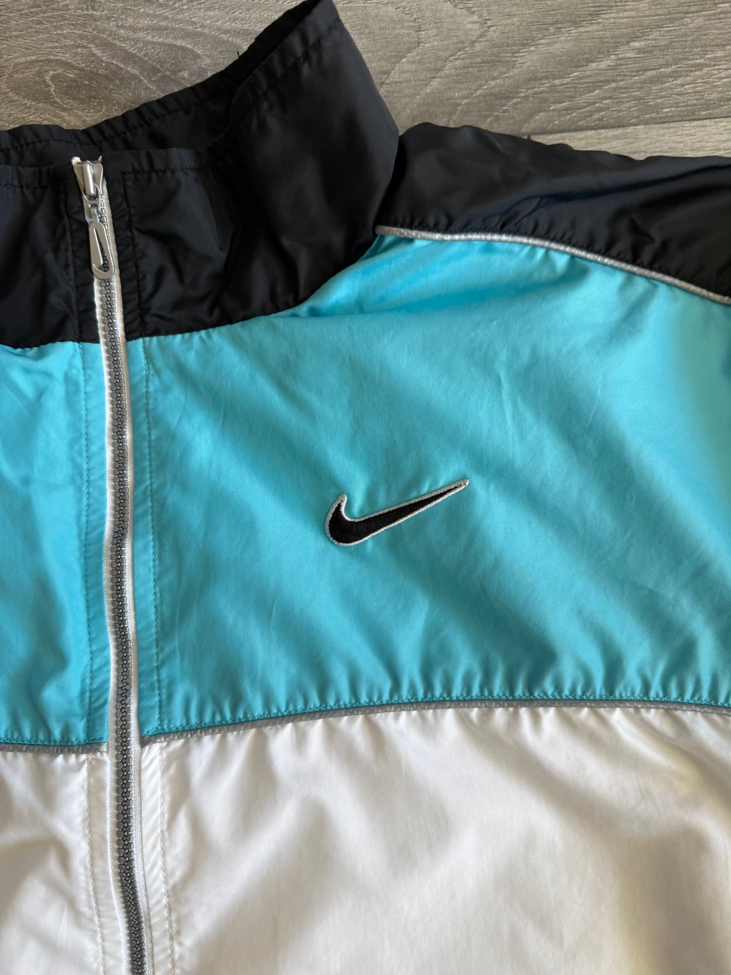 Vintage Nike Tiffany Blue Black & White Windbreaker Jacket- XL