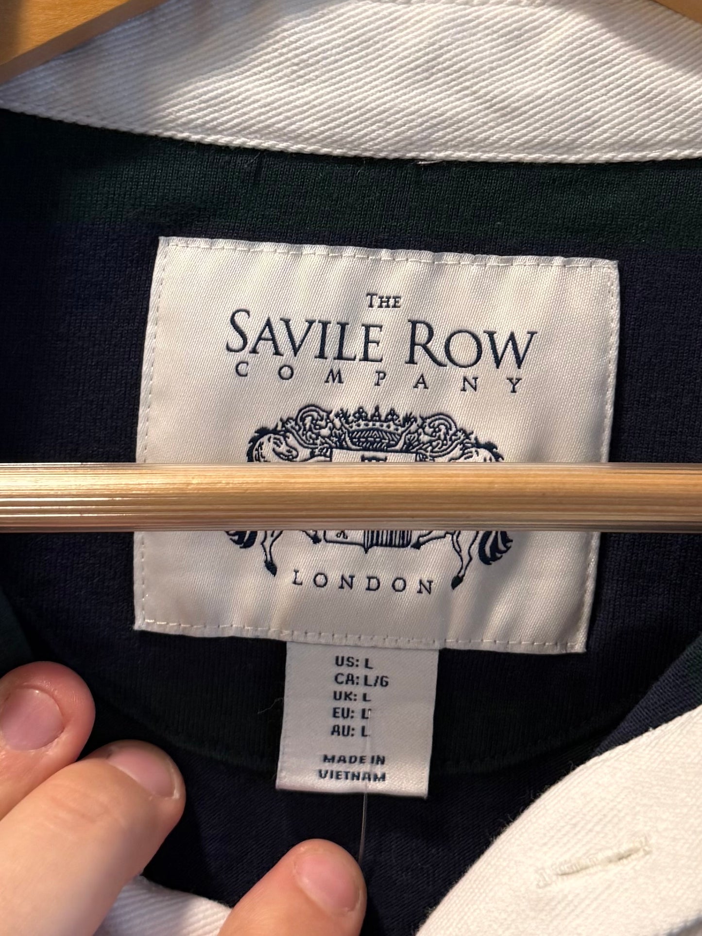 Vintage Saville Row Striped Rugby Shirt- L