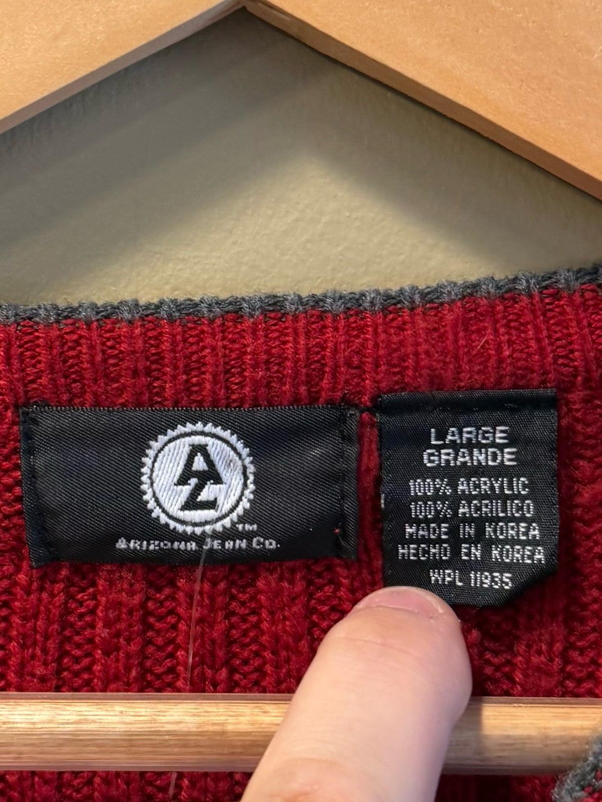 Vintage Arizona Jean Co. Red V-Neck Sweater - L