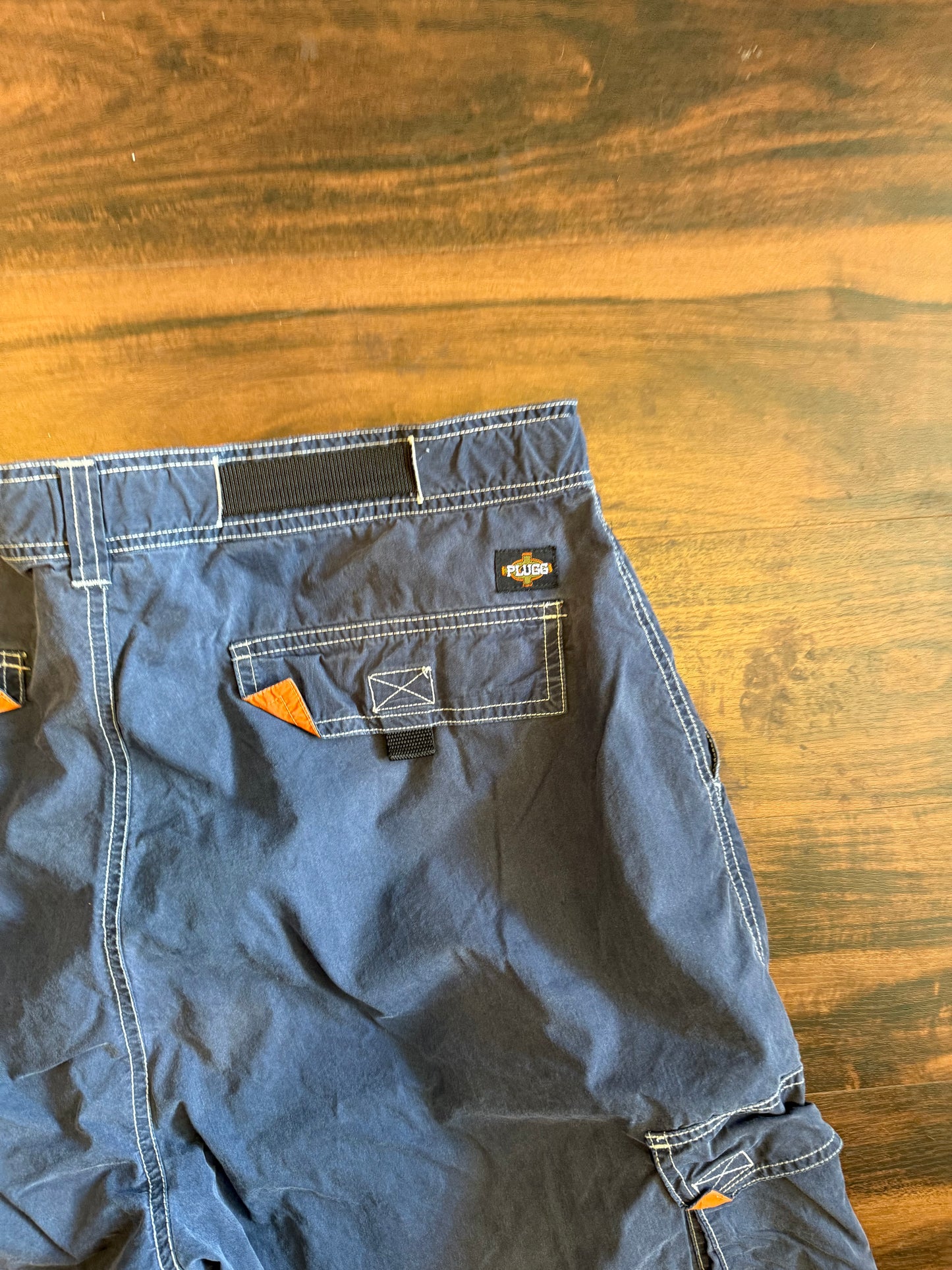 Vintage Plugg Navy Blue Cotton/Nylon Cargo Shorts- 36