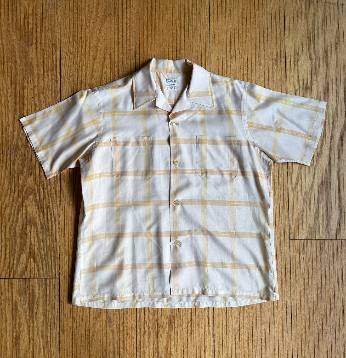 Vintage 1960s Permanent Press Checkered Button-Down Casual Shirt- L