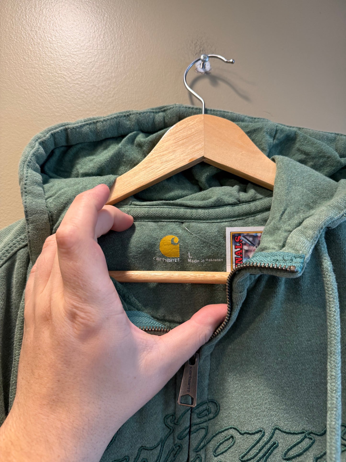 Carhartt For Women Green Zip-Up Hoodie Sweatshirt- L