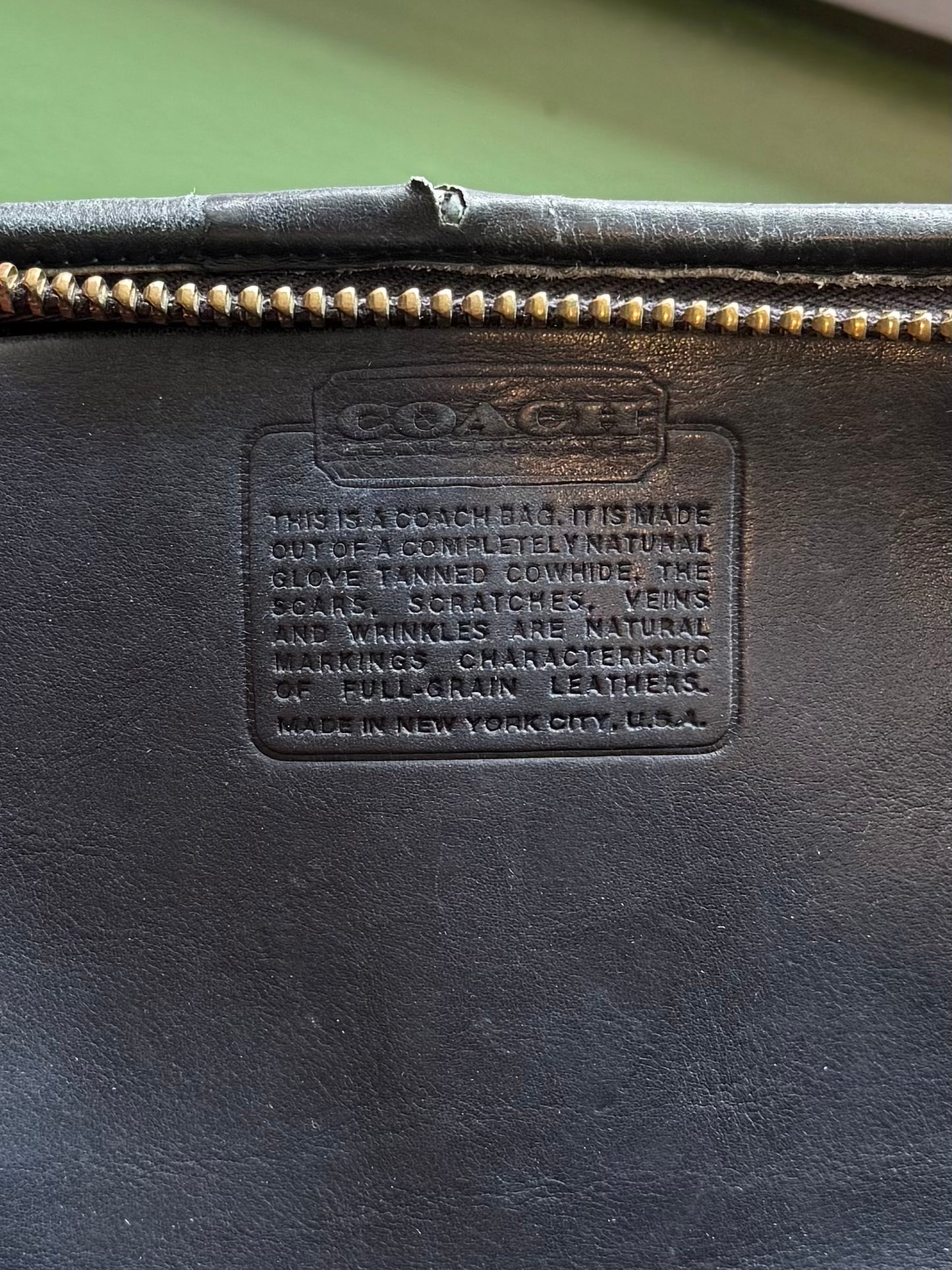 Vintage Coach XL Blue Leather Feed Sac Duffel Bucket Bag