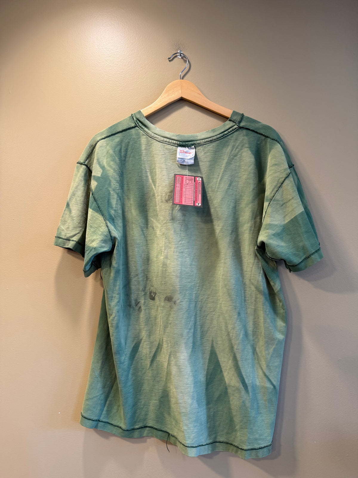 Vintage E. Coli Happens Green Sun Faded T-Shirt- L