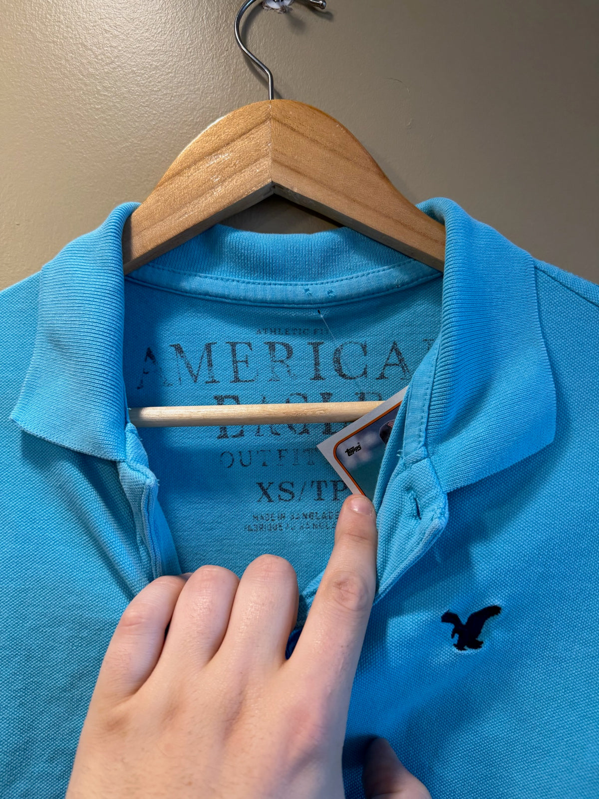 Vintage Y2K American Eagle Cyan Blue Woman’s Polo T-Shirt - XS