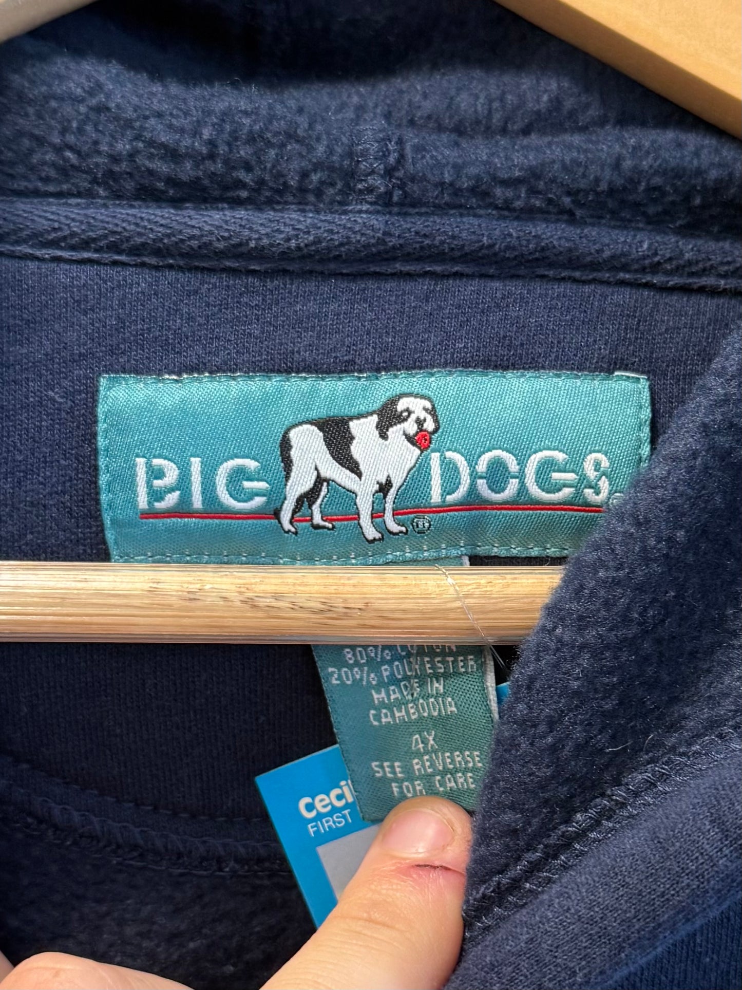 Vintage Big Dogs Spellout Hoodie Sweatshirt- XXXL