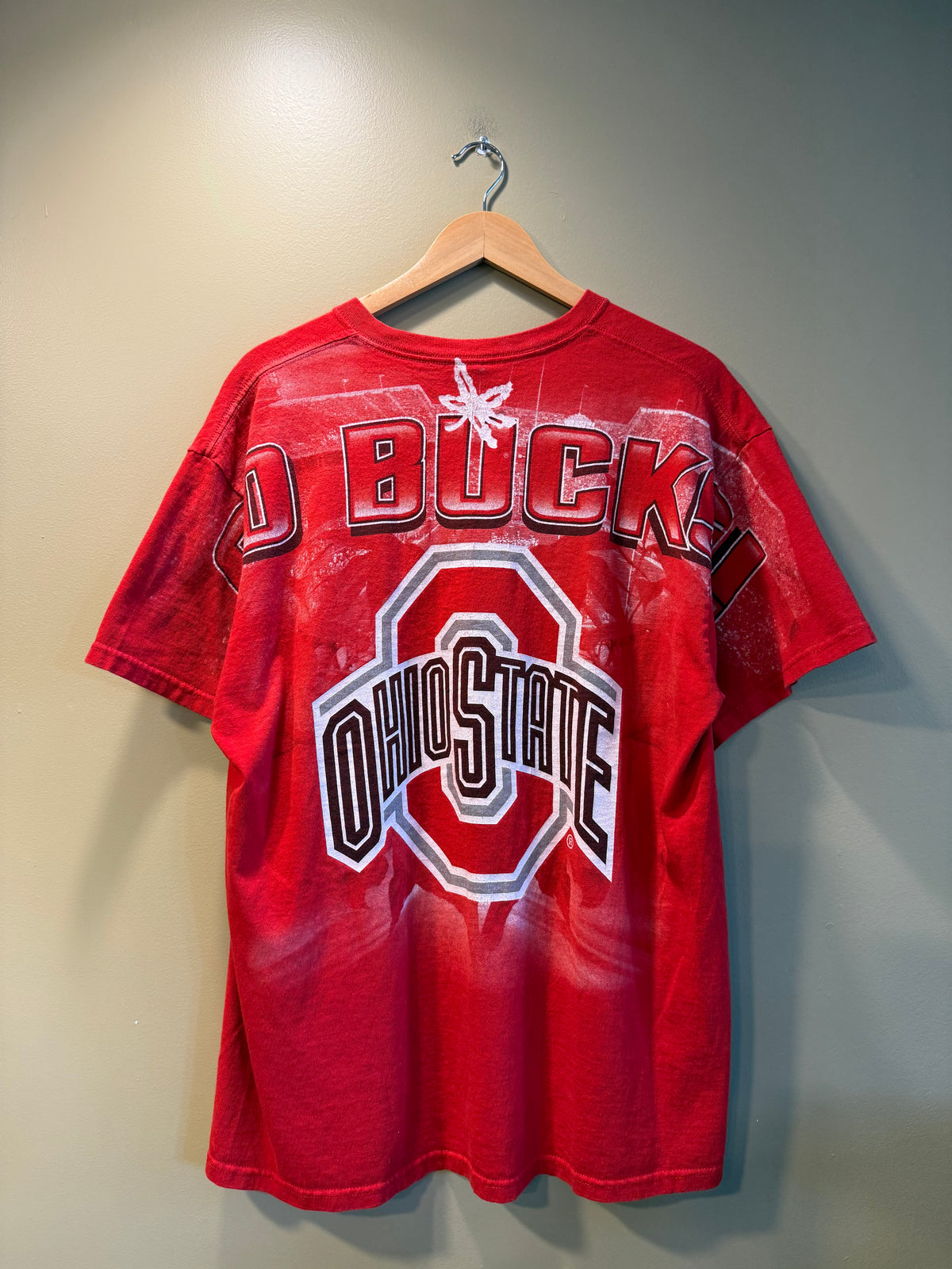 Vintage Ohio State Buckeyes Red All Over Print T-Shirt- XL