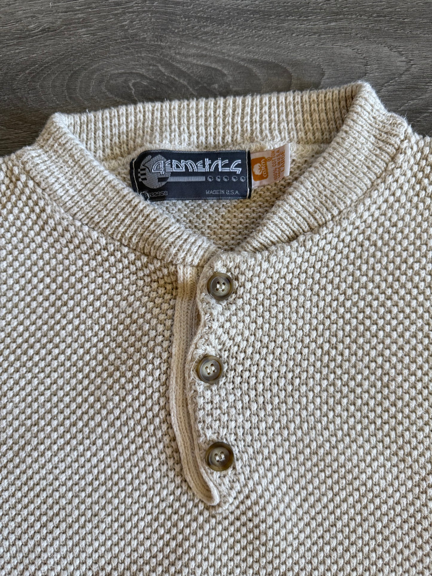 Vintage White Cotton Textured Fisherman’s Sweater- L