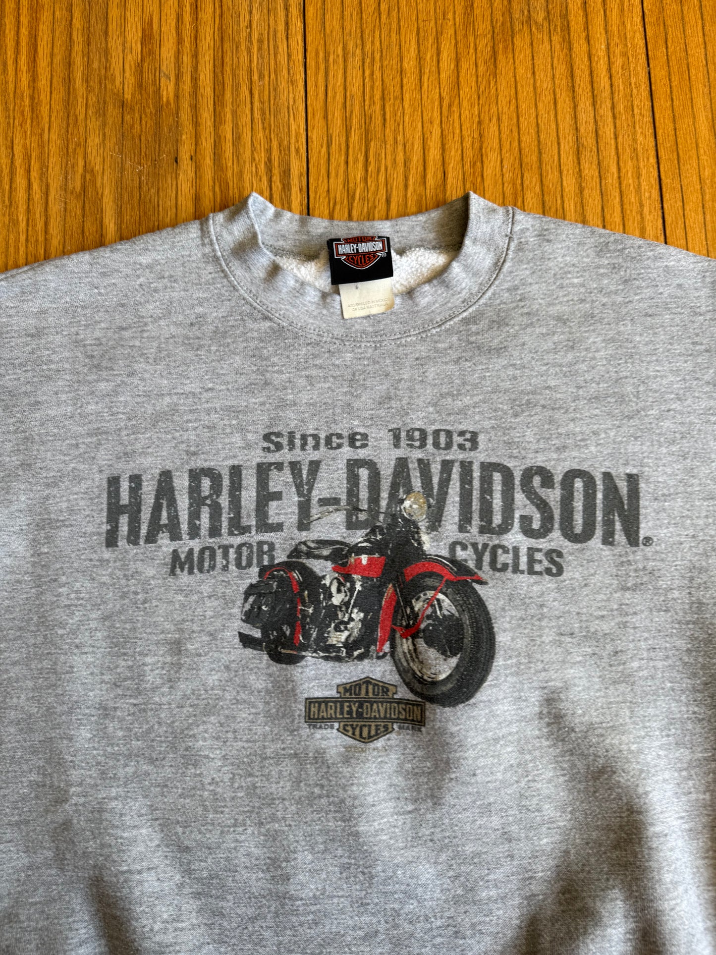 Vintage Harley Davidson Motorcycles Most Wanted Gray Crewneck Sweatshirt- L