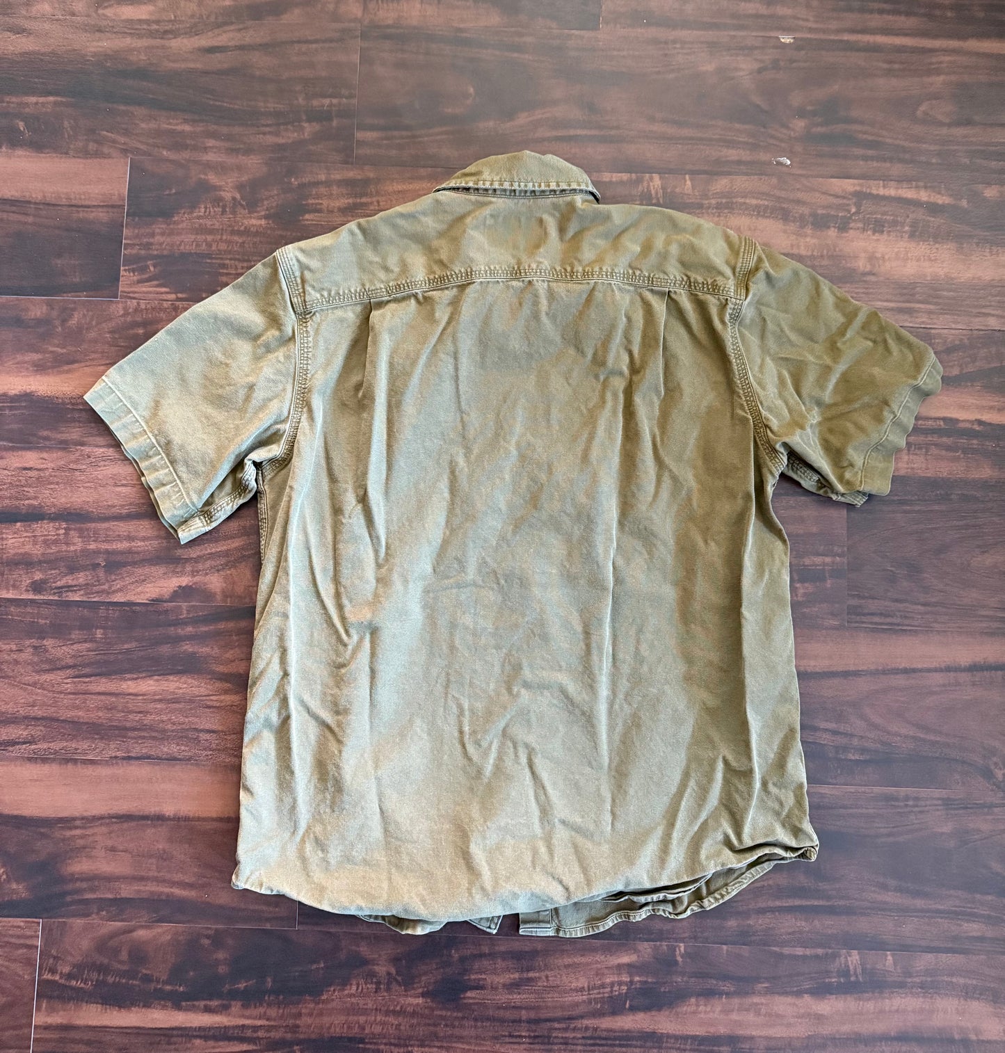 Vintage Carhartt Rugged Flex Short Sleeve Green Canvas Button-Up Shirt- L