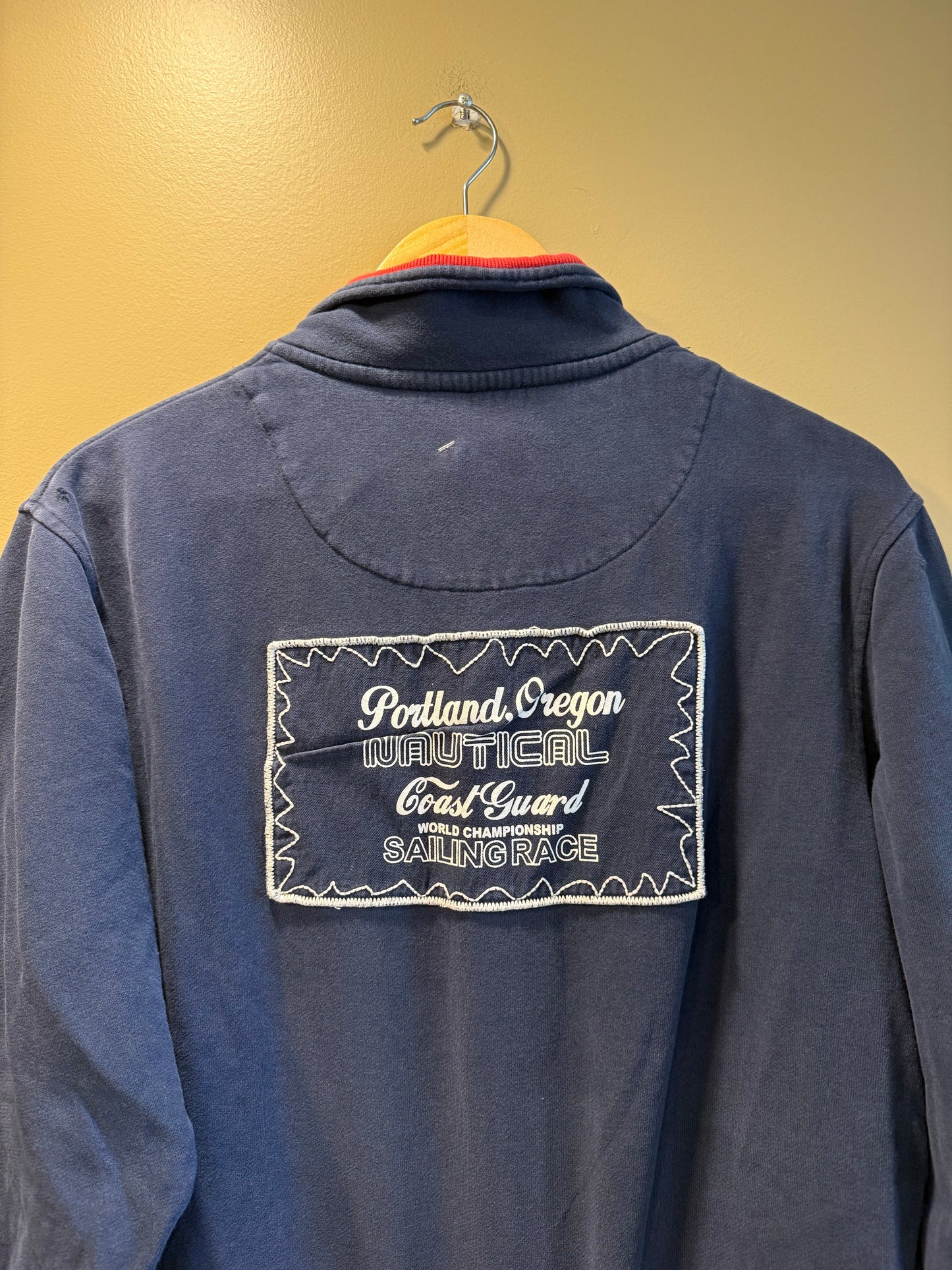 Vintage Land Sea Portland Oregon Nautical Coast Guard Zip-Up Sweatshirt- M