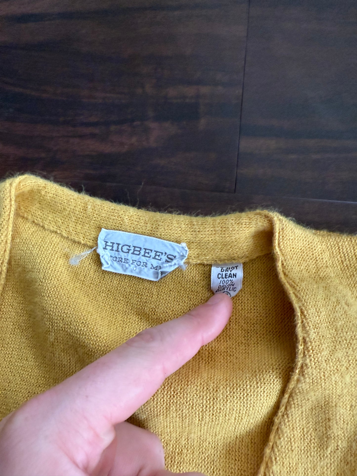 Vintage Higbees Yellow Caridgan Sweater- L