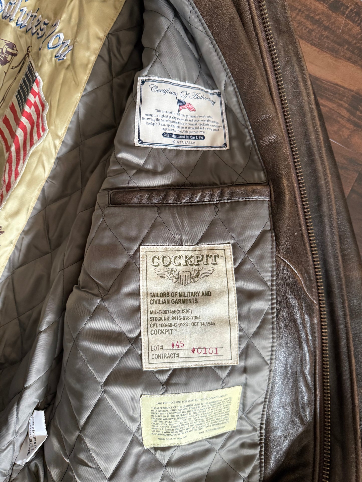 Cockpit NYC A-2 Air Force Army Lambskin Leather Jacket- XL