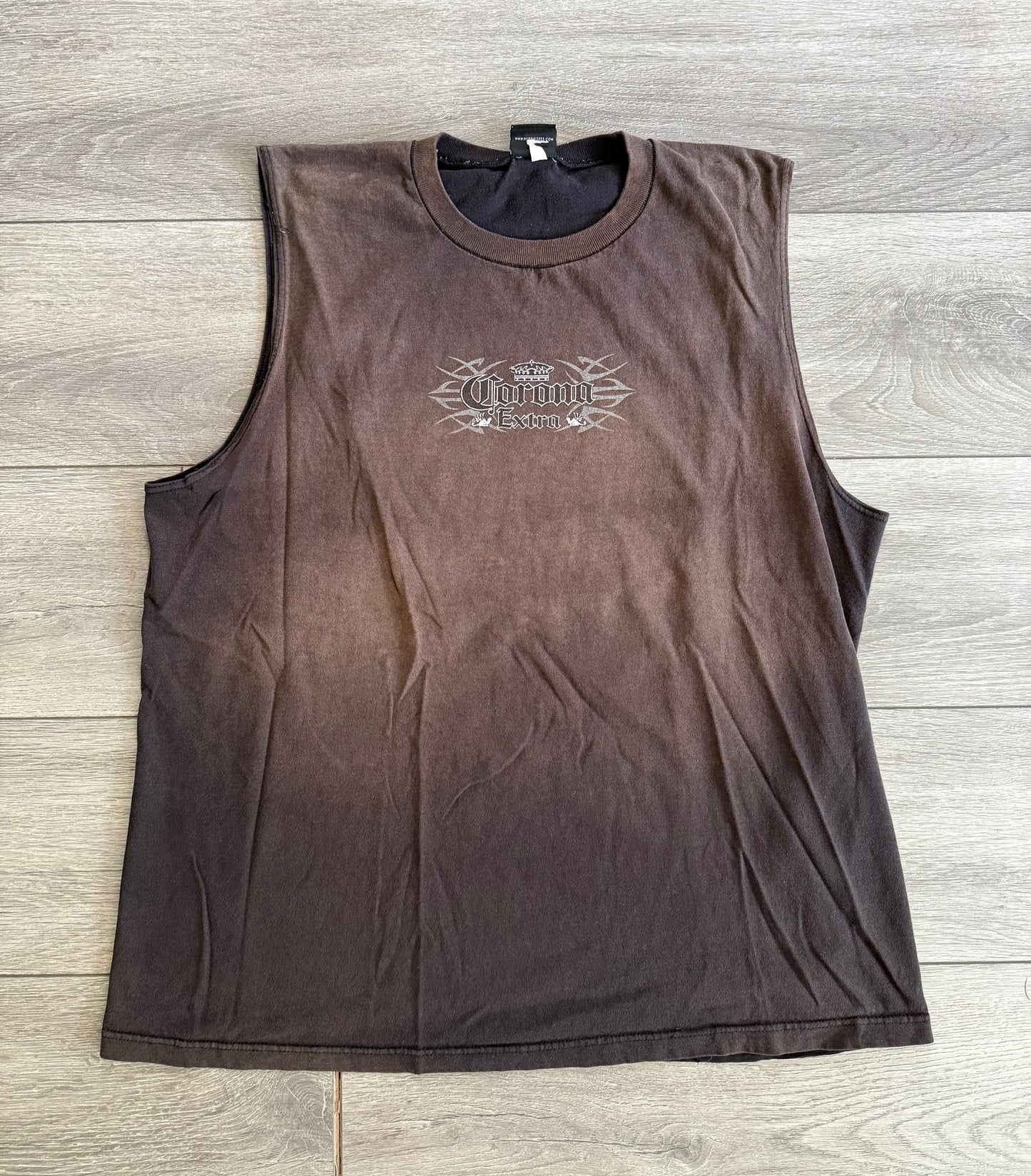 Vintage Y2K Corona Extra Sun Faded Black Tank Top- XL