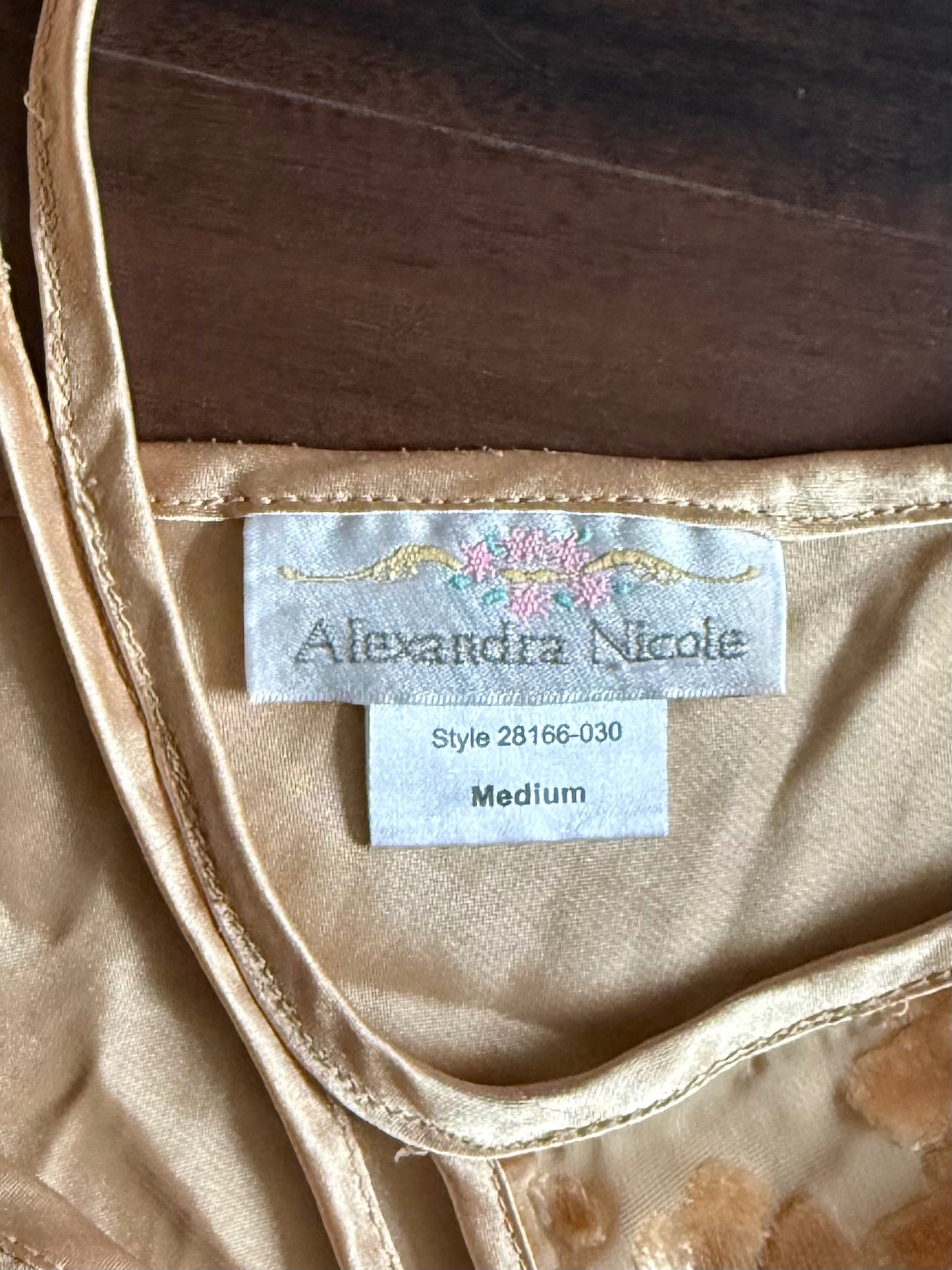 Vintage Gold Floral Slip Lingerie Dress- M