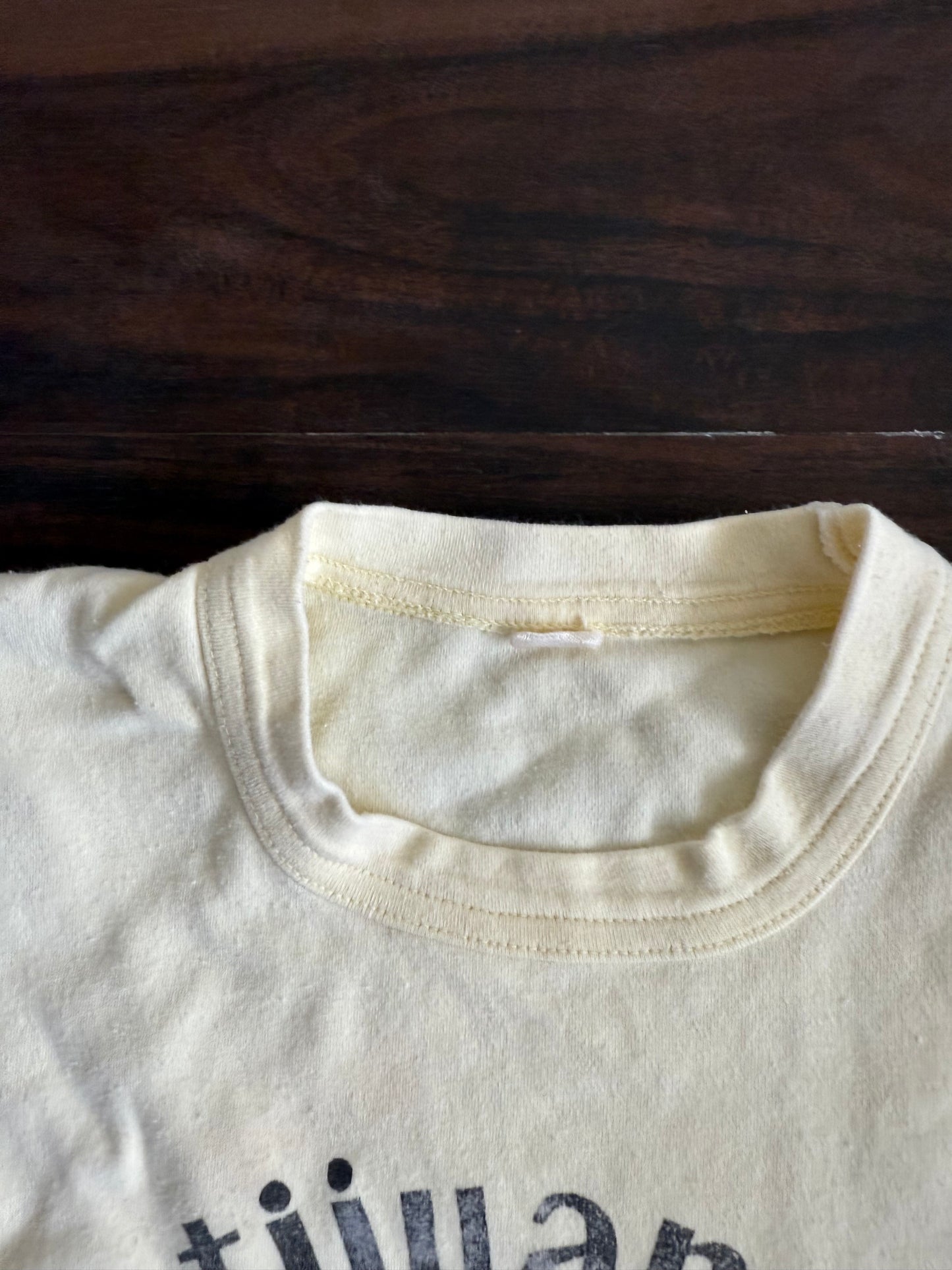 Vintage Tijuana Mexico Butter Yellow Ringer Baby Tee T-Shirt- S