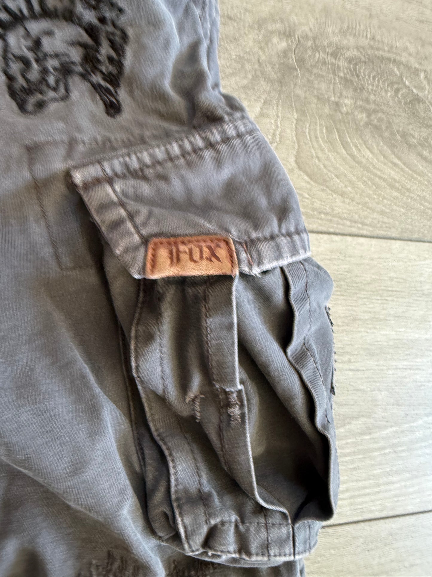 Vintage Fox Racing Y2K Embroidered Punk Cotton Canvas Cargo Shorts- 30