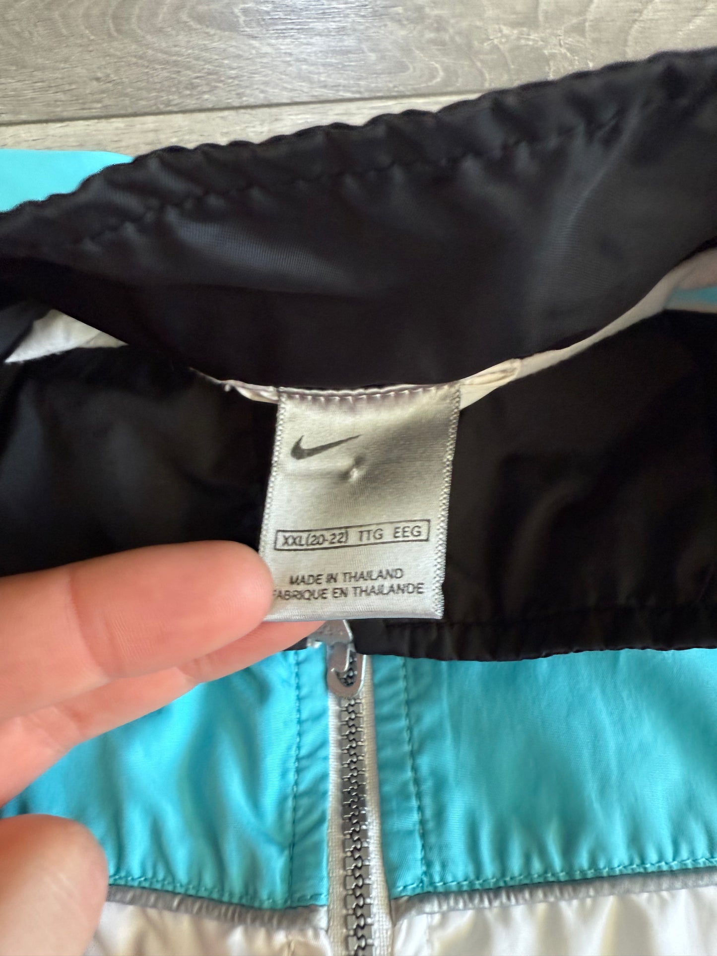 Vintage Nike Tiffany Blue Black & White Windbreaker Jacket- XL