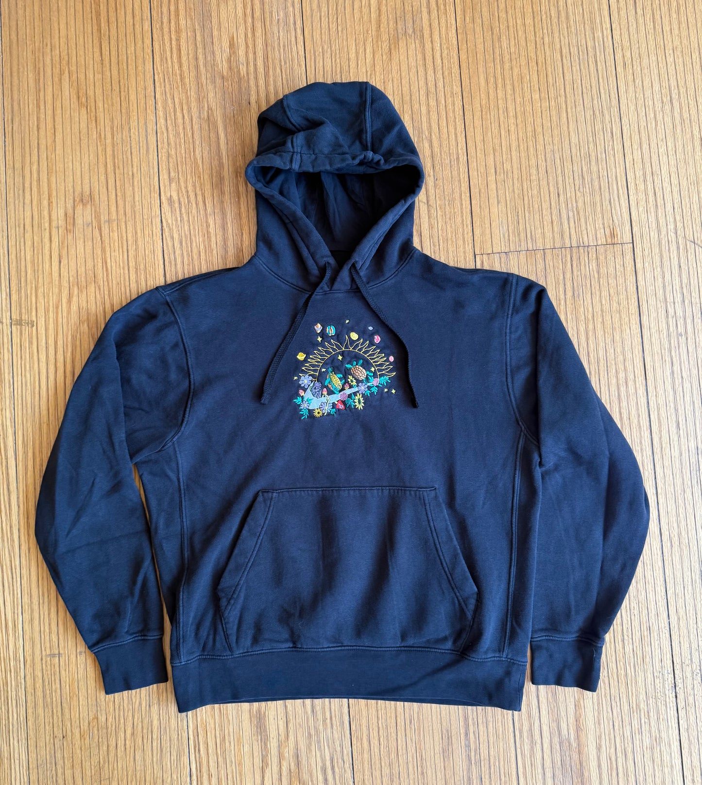 Nike Custom Embroidered Nature Big Swoosh Black Hoodie Sweatshirt- M