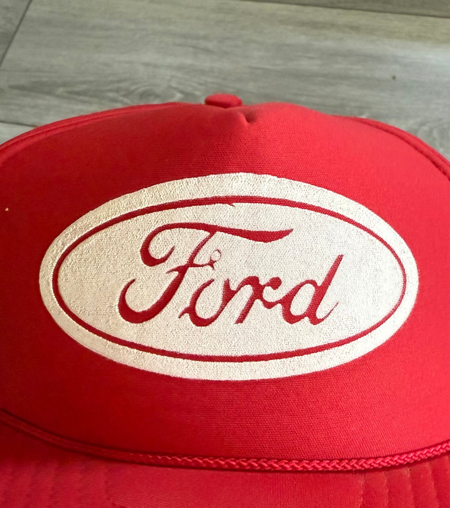 Vintage Ford Red Logo Trucker SnapBack Hat