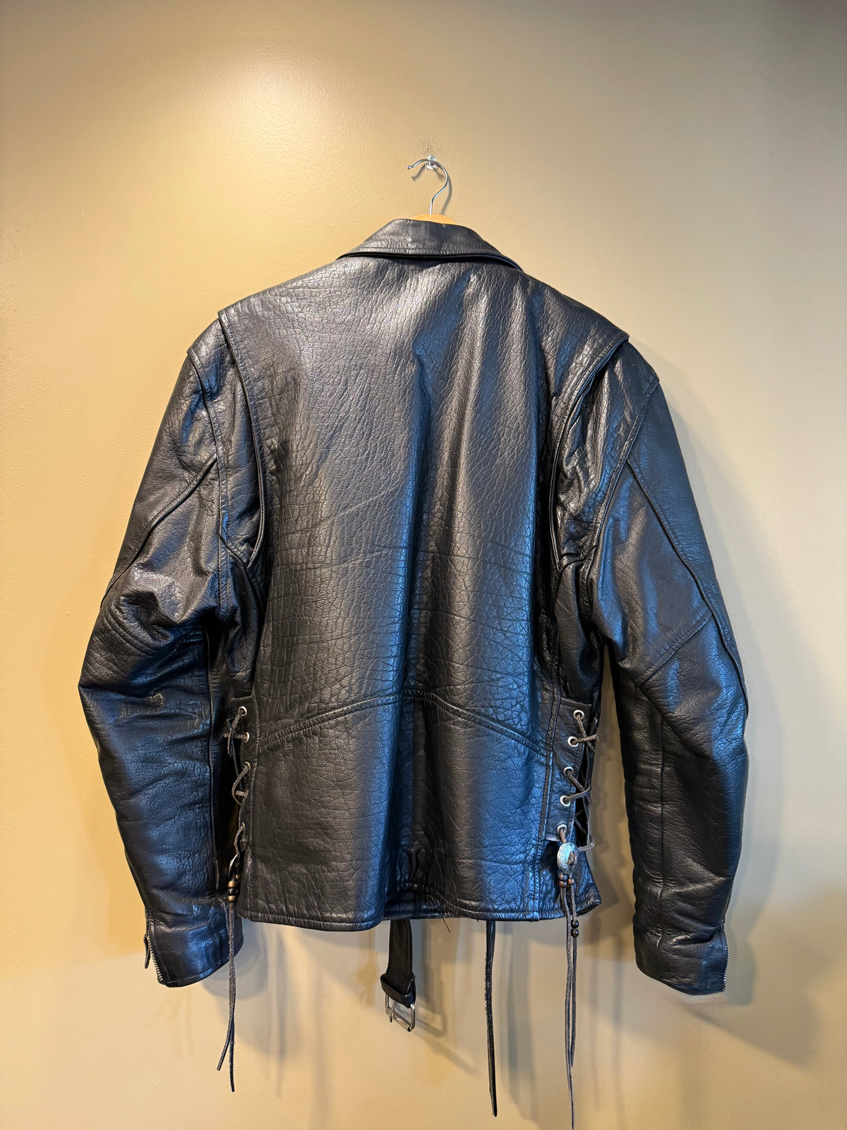 Vintage Leather Gallery Western Biker Black Leather Jacket- L