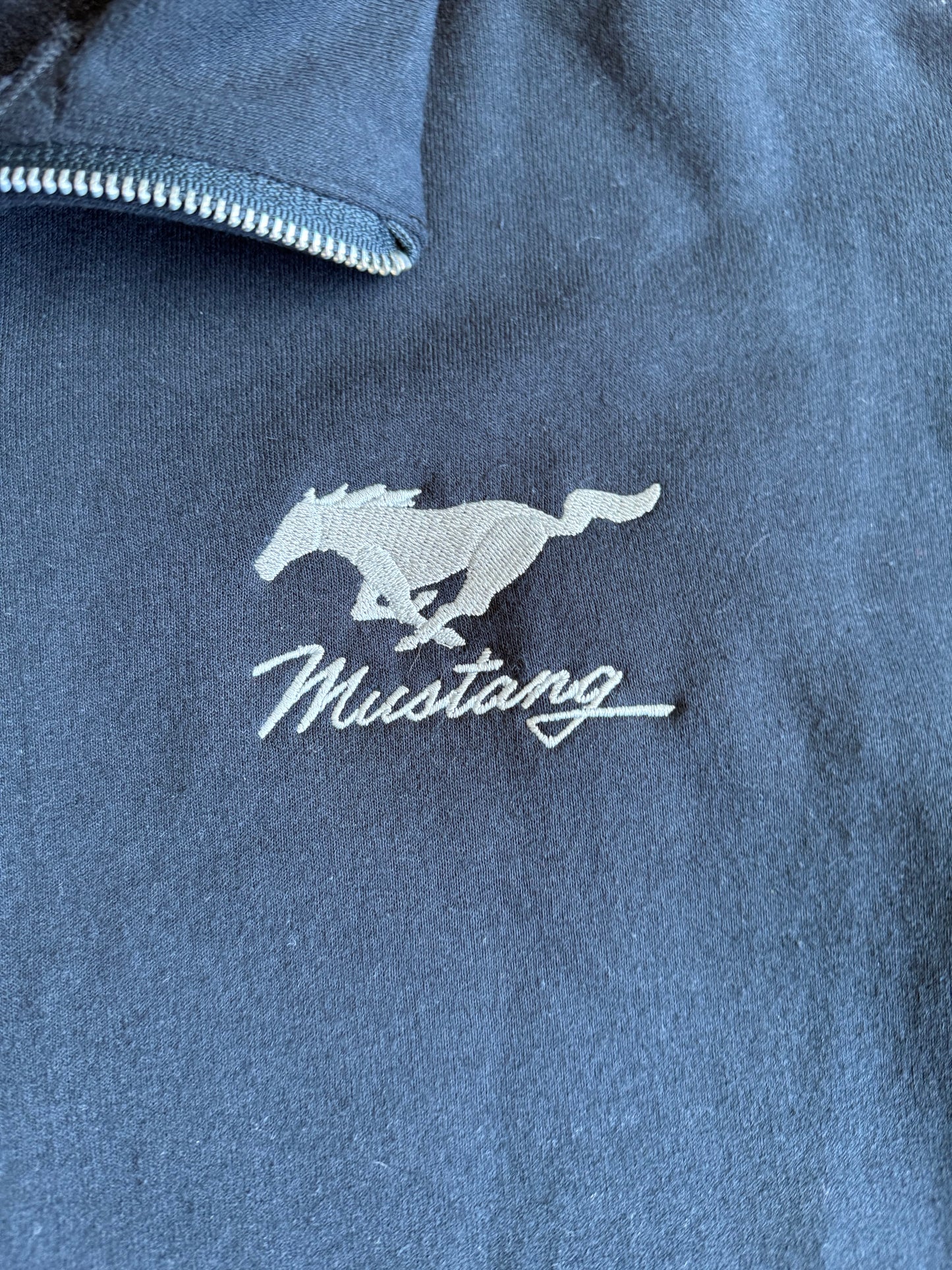 Vintage Ford Mustang Black Quarter-Zip Sweatshirt- L