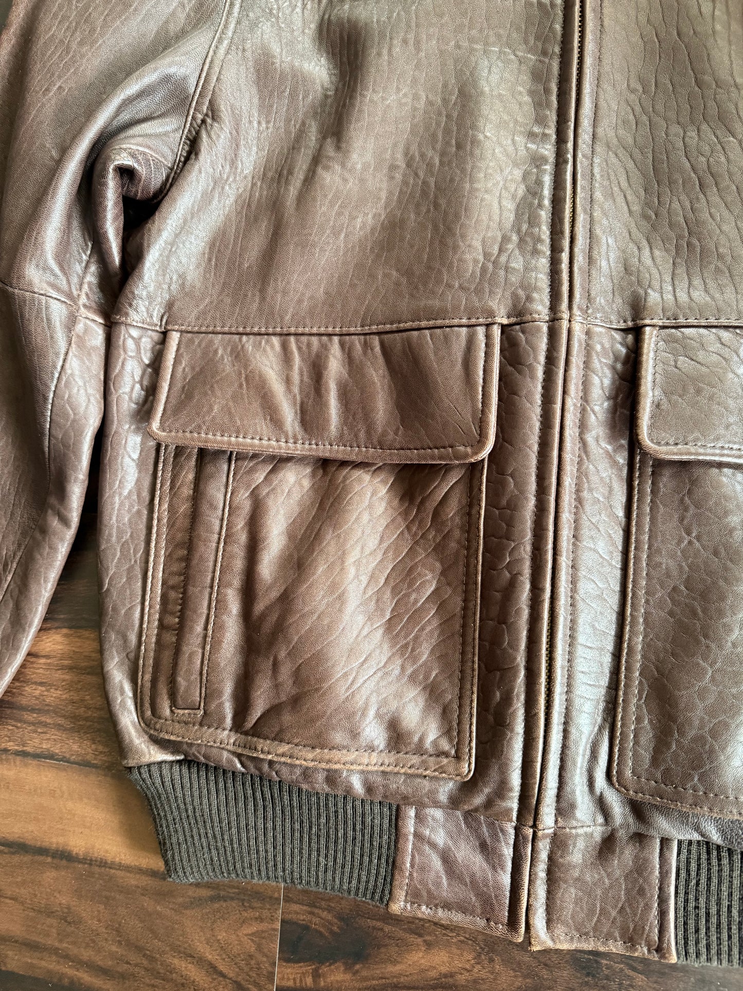 Vintage Wilson’s Leather Brown Military Style Bomber Jacket- M
