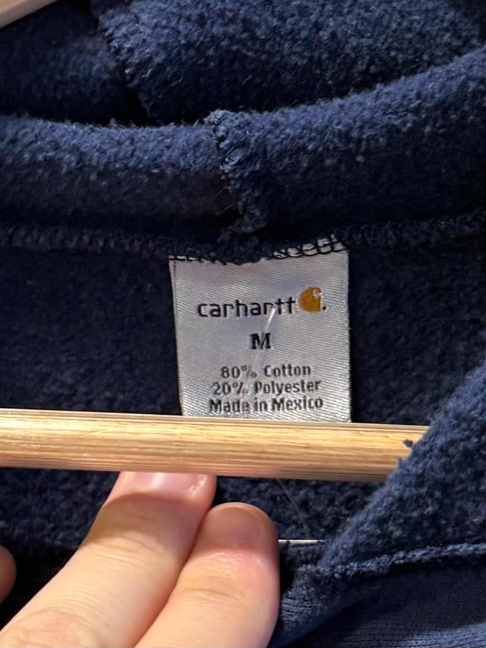 Vintage Carhartt Distressed Blue Hoodie Sweatshirt- M
