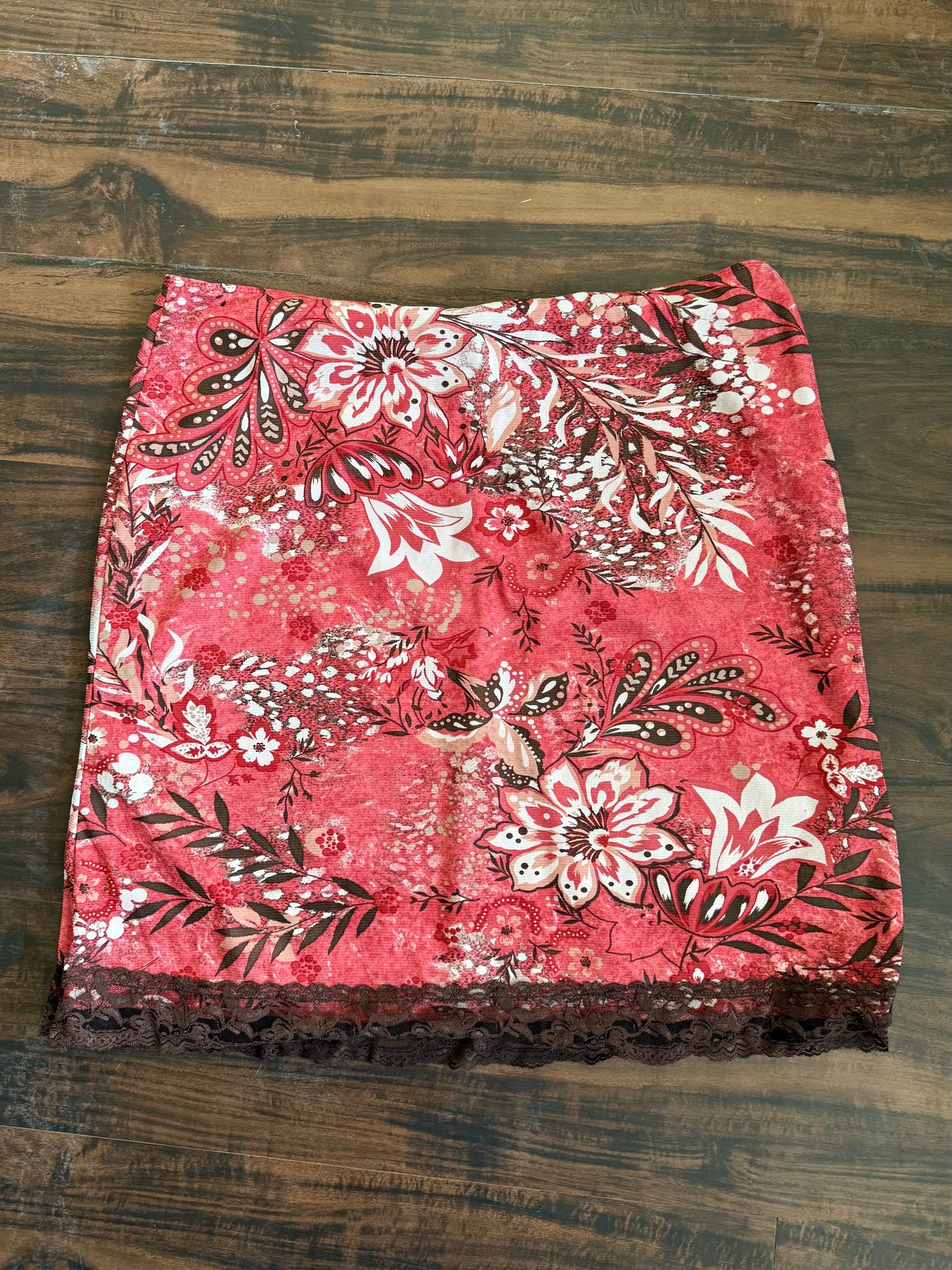 Vintage My Michelle Pink Lace Floral Skirt- XL