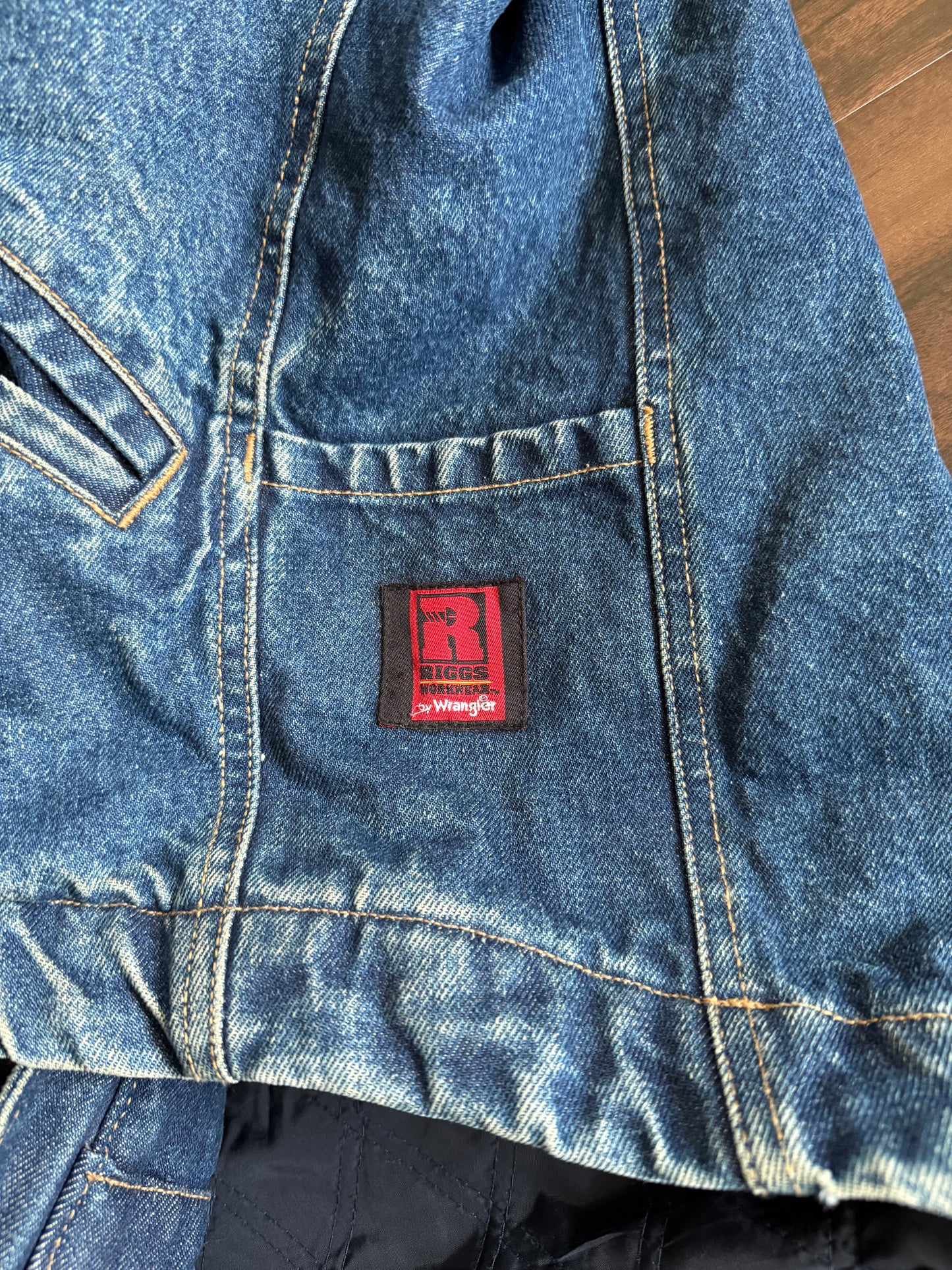 Vintage Wrangler Riggs Workwear Denim Hooded Jacket- XL