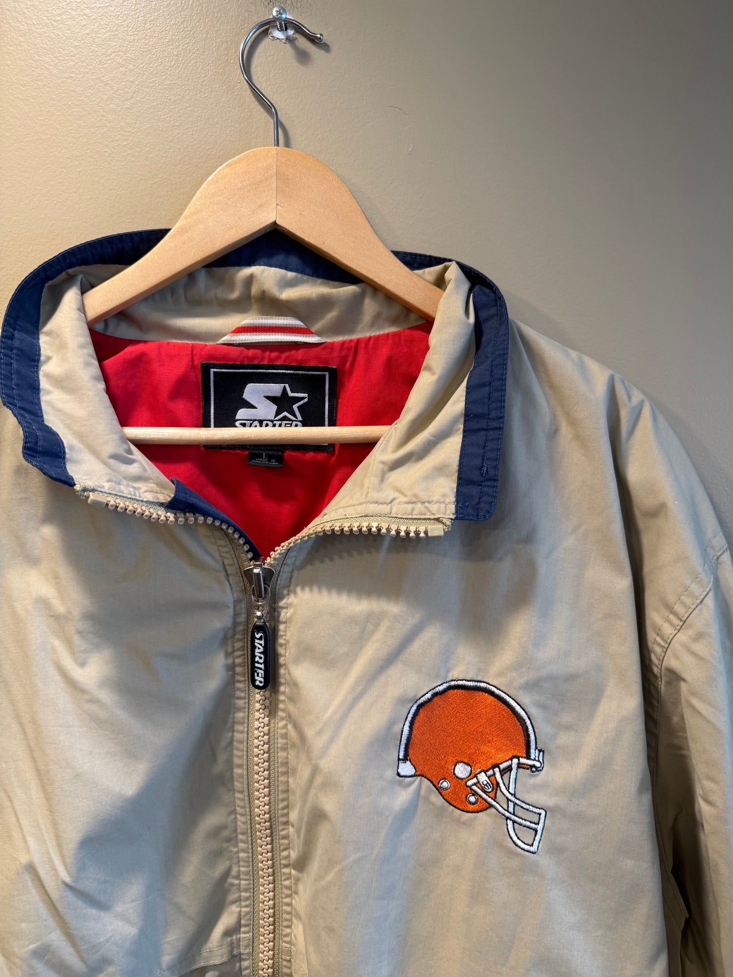 Vintage Cleveland Browns Starter Zip-Up Tan Windbreaker Jacket- L