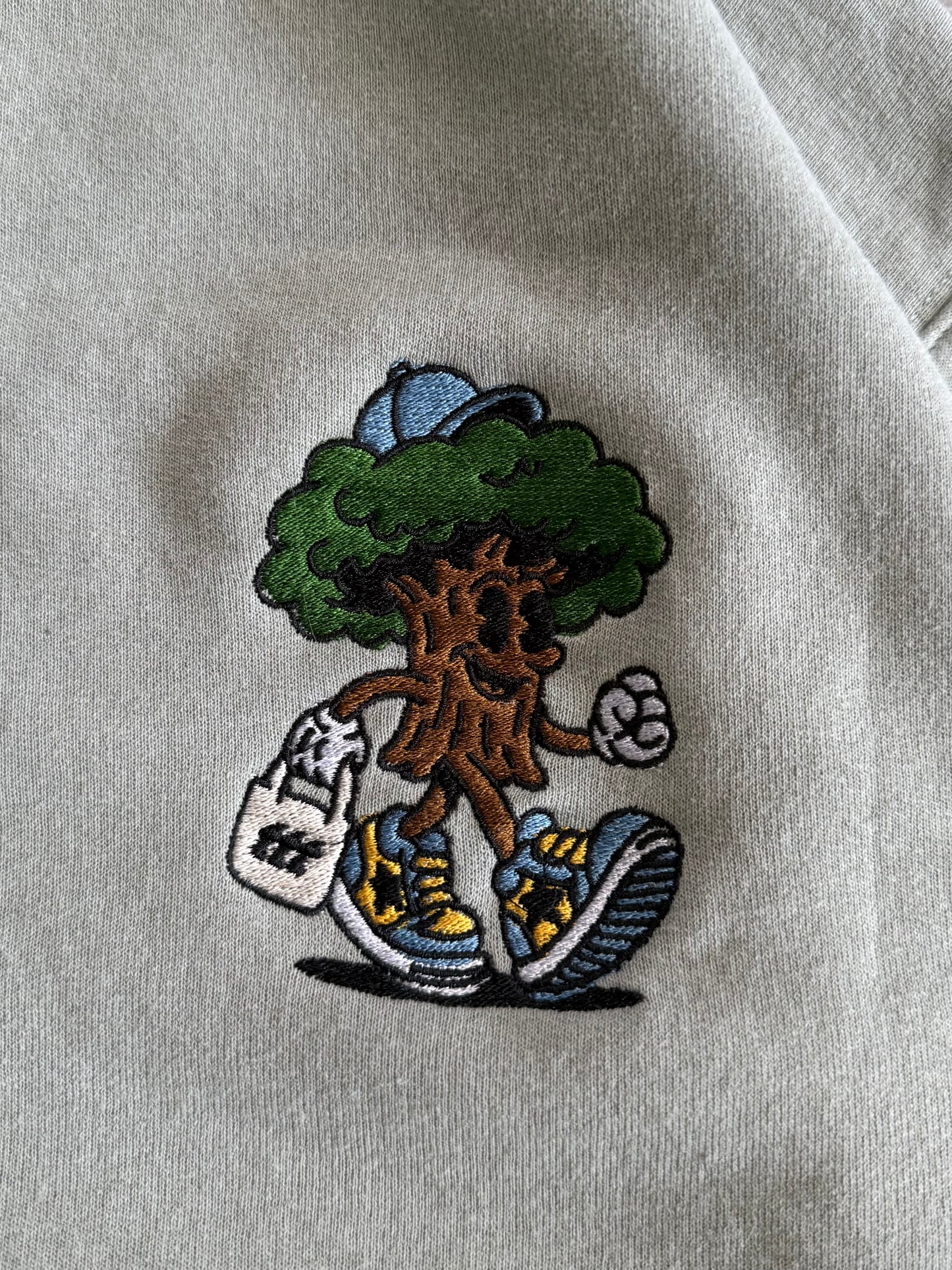The Thrifting Tree Embroidered Matcha Green Crewneck Sweatshirt- M